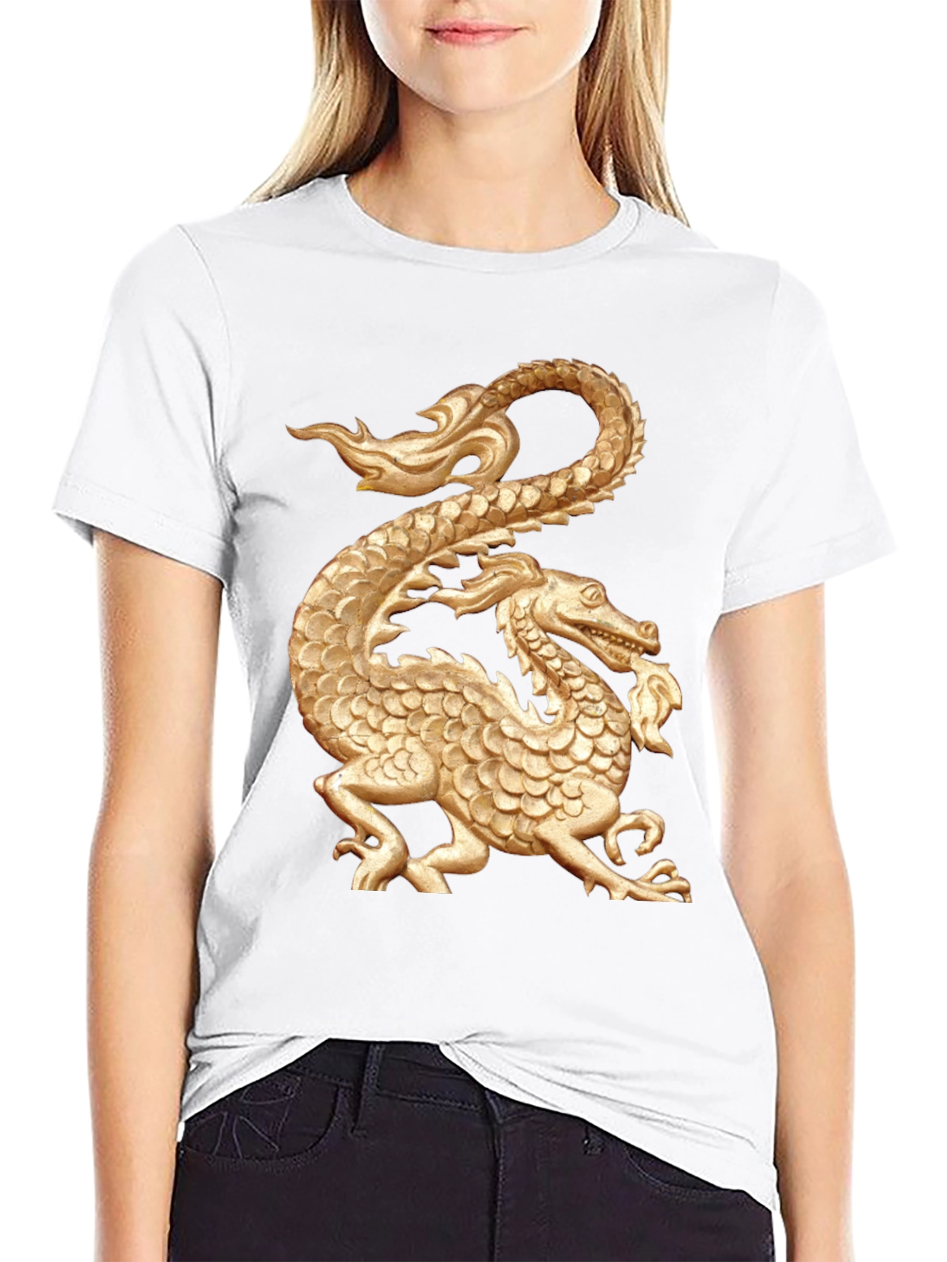 Golden Dragon Graphic Black T-Shirt