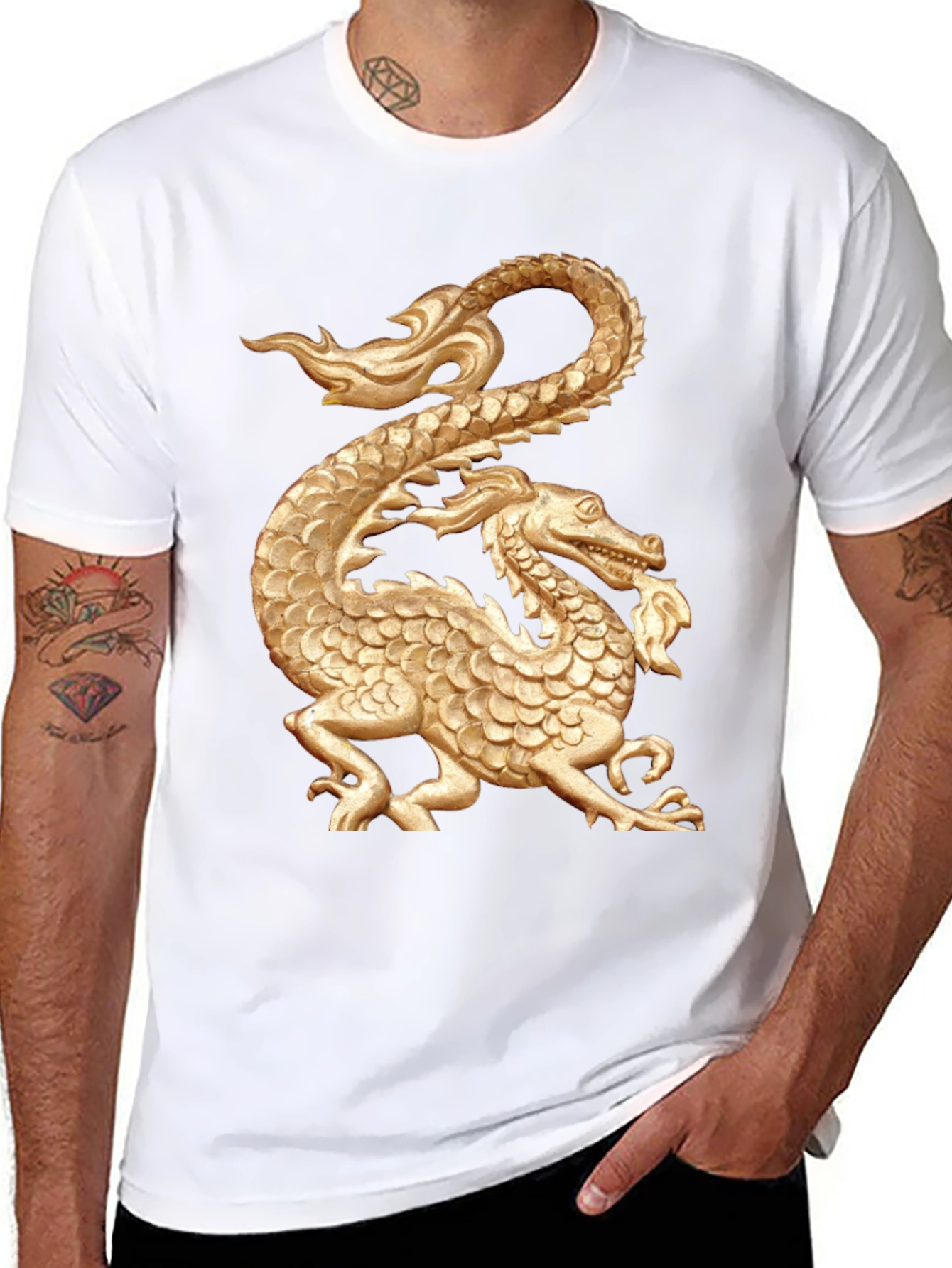 Golden Dragon Graphic Black T-Shirt