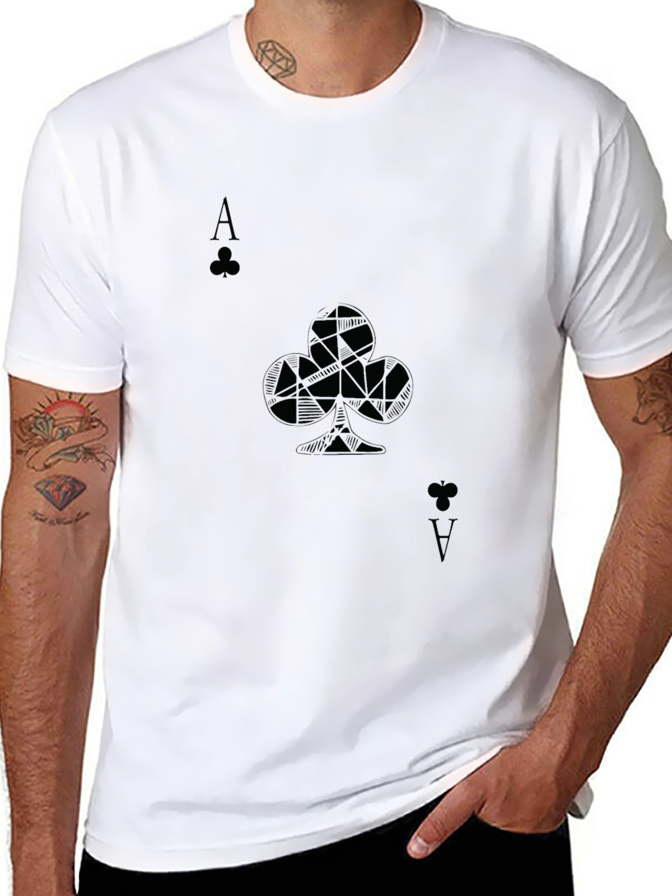 Ace of Clubs Graphic Tee - Stylish Black T-Shirt