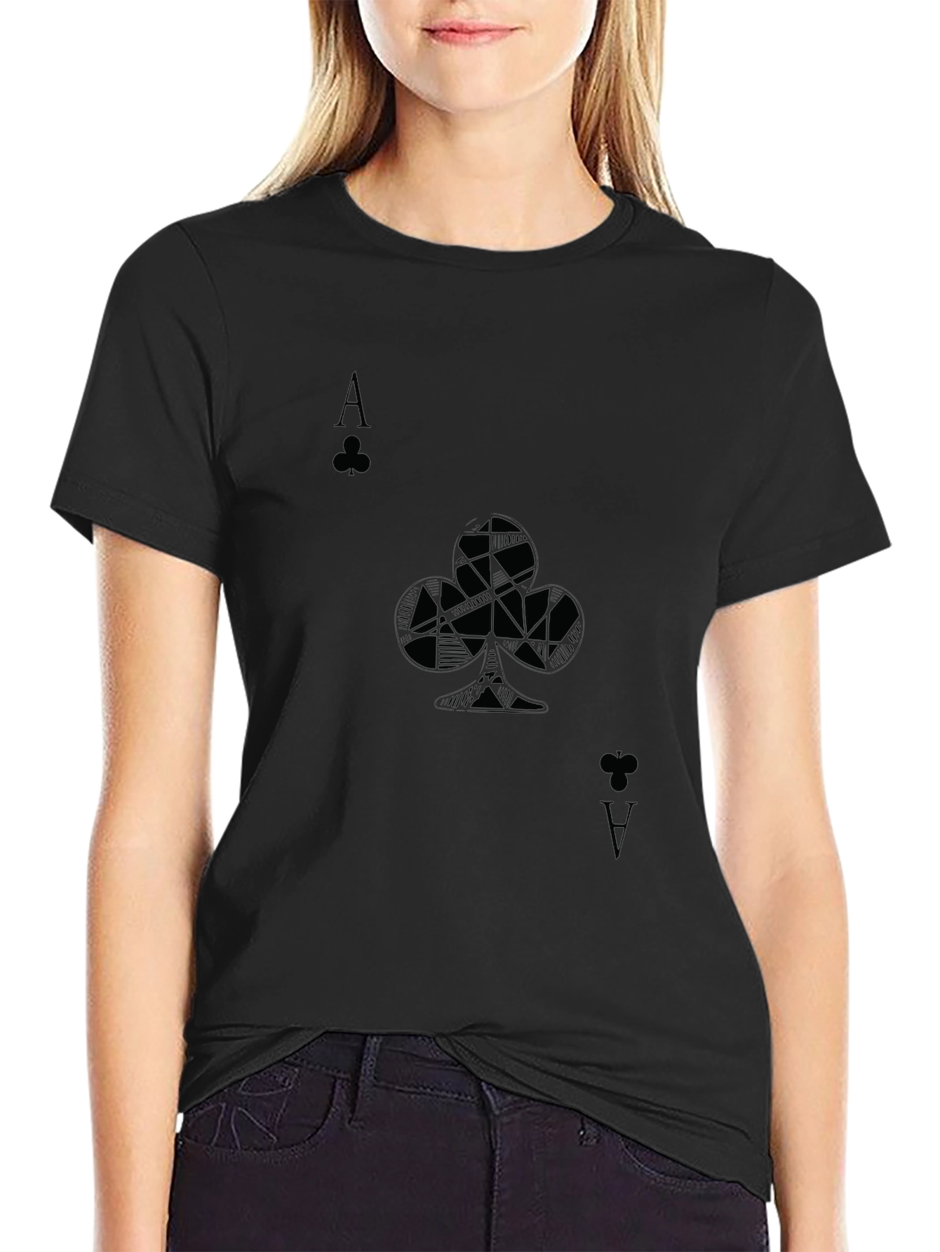 Ace of Clubs Graphic Tee - Stylish Black T-Shirt