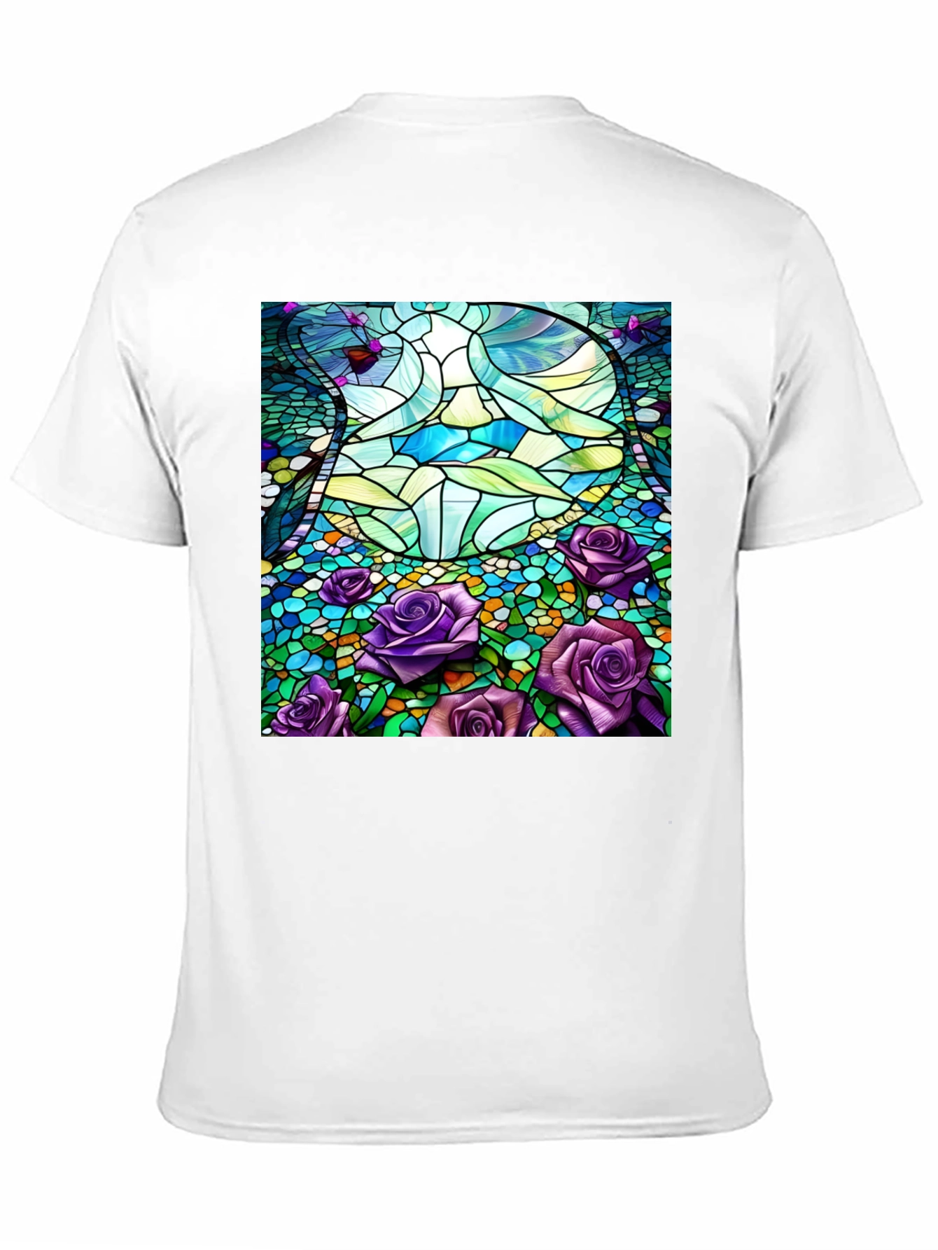 Stained Glass Roses Graphic Tee - Modern Art Shirt