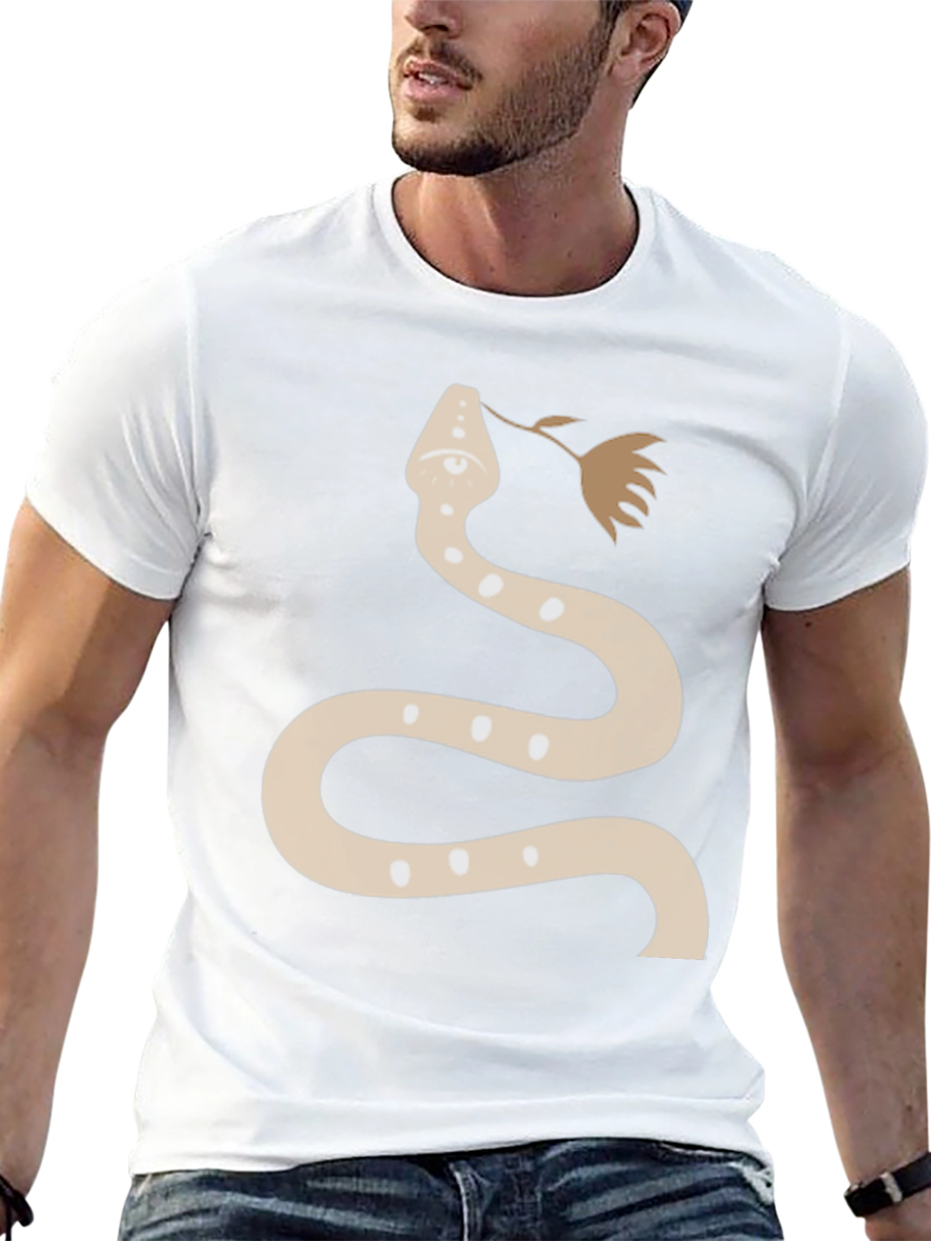 Snake & Flower Graphic T-Shirt - Modern Unisex Tee
