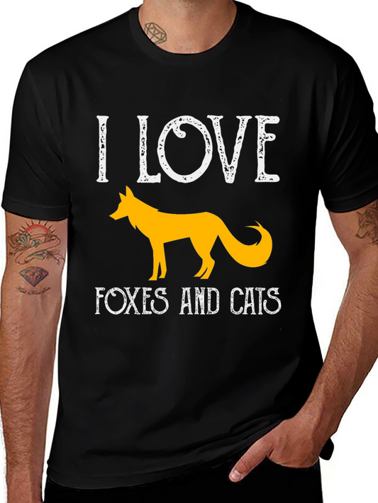 I Love Foxes And Cats Black T-Shirt