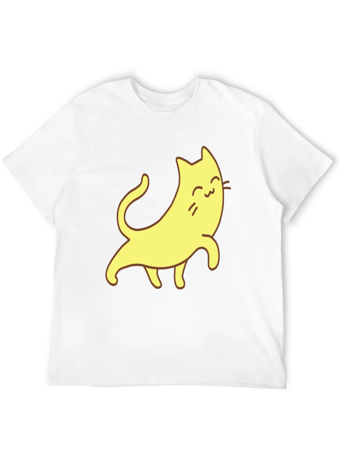 Cute Cartoon Cat Graphic Tee - Unisex Black T-Shirt