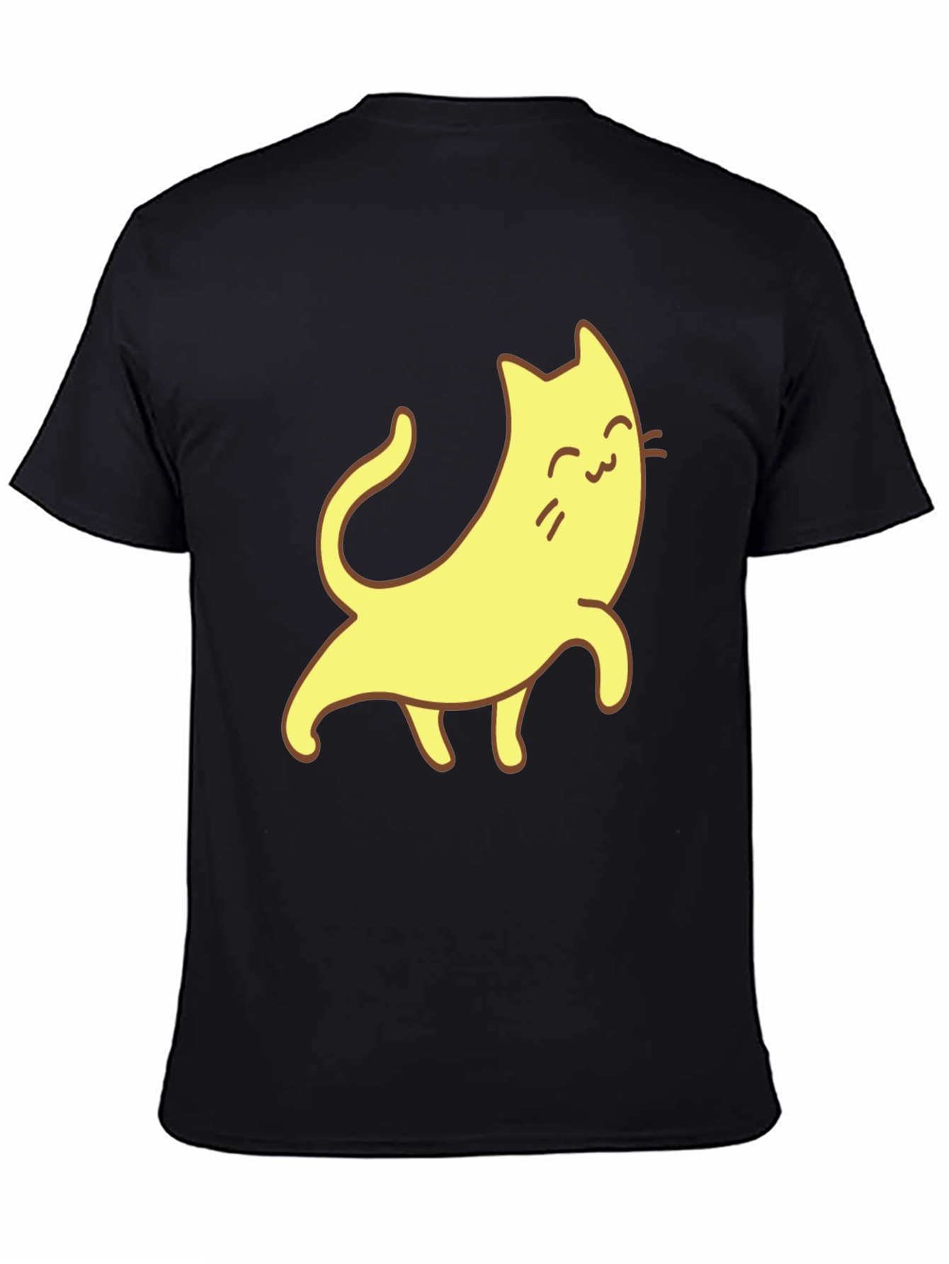 Cute Cartoon Cat Graphic Tee - Unisex Black T-Shirt