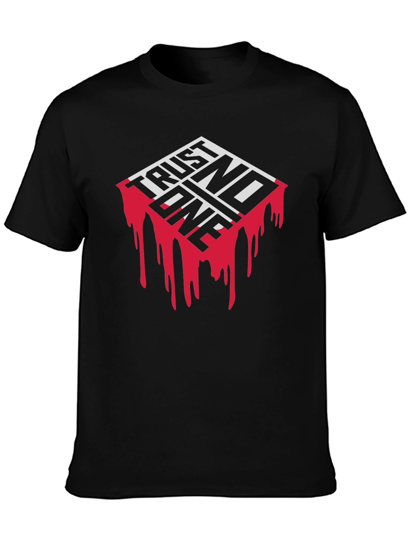 Trust No One Graphic Print Black T-Shirt