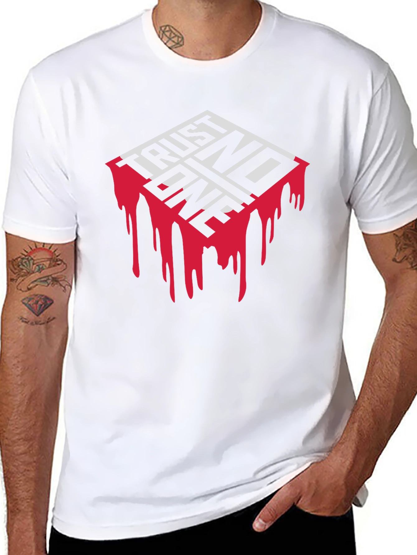 Trust No One Graphic Print Black T-Shirt
