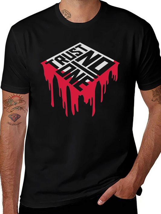 Trust No One Graphic Print Black T-Shirt