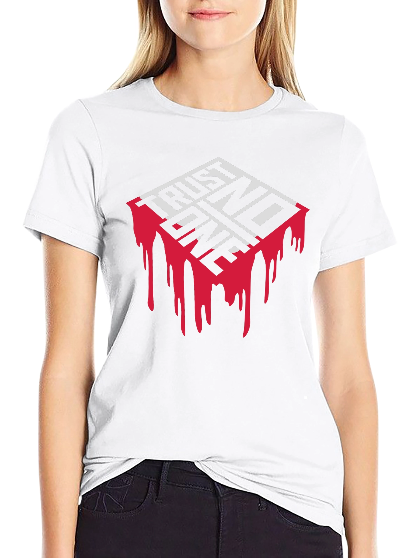 Trust No One Graphic Print Black T-Shirt
