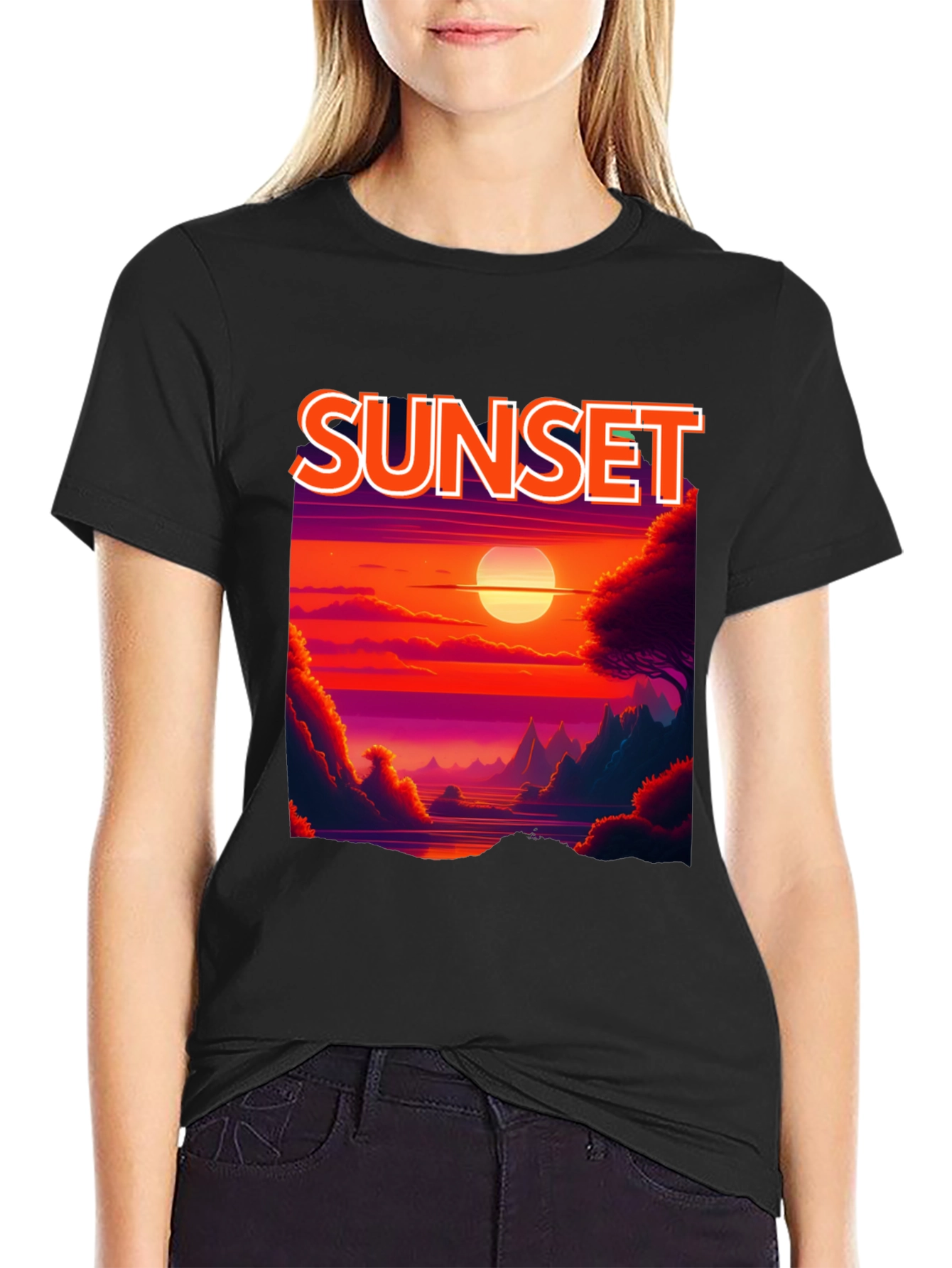 Sunset Graphic T-Shirt - Vibrant Landscape Tee