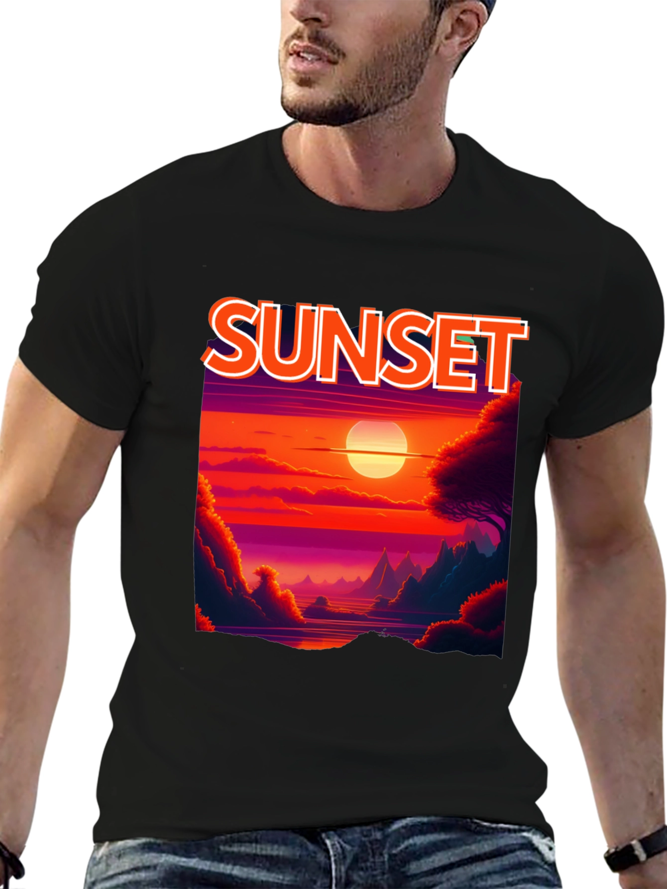 Sunset Graphic T-Shirt - Vibrant Landscape Tee