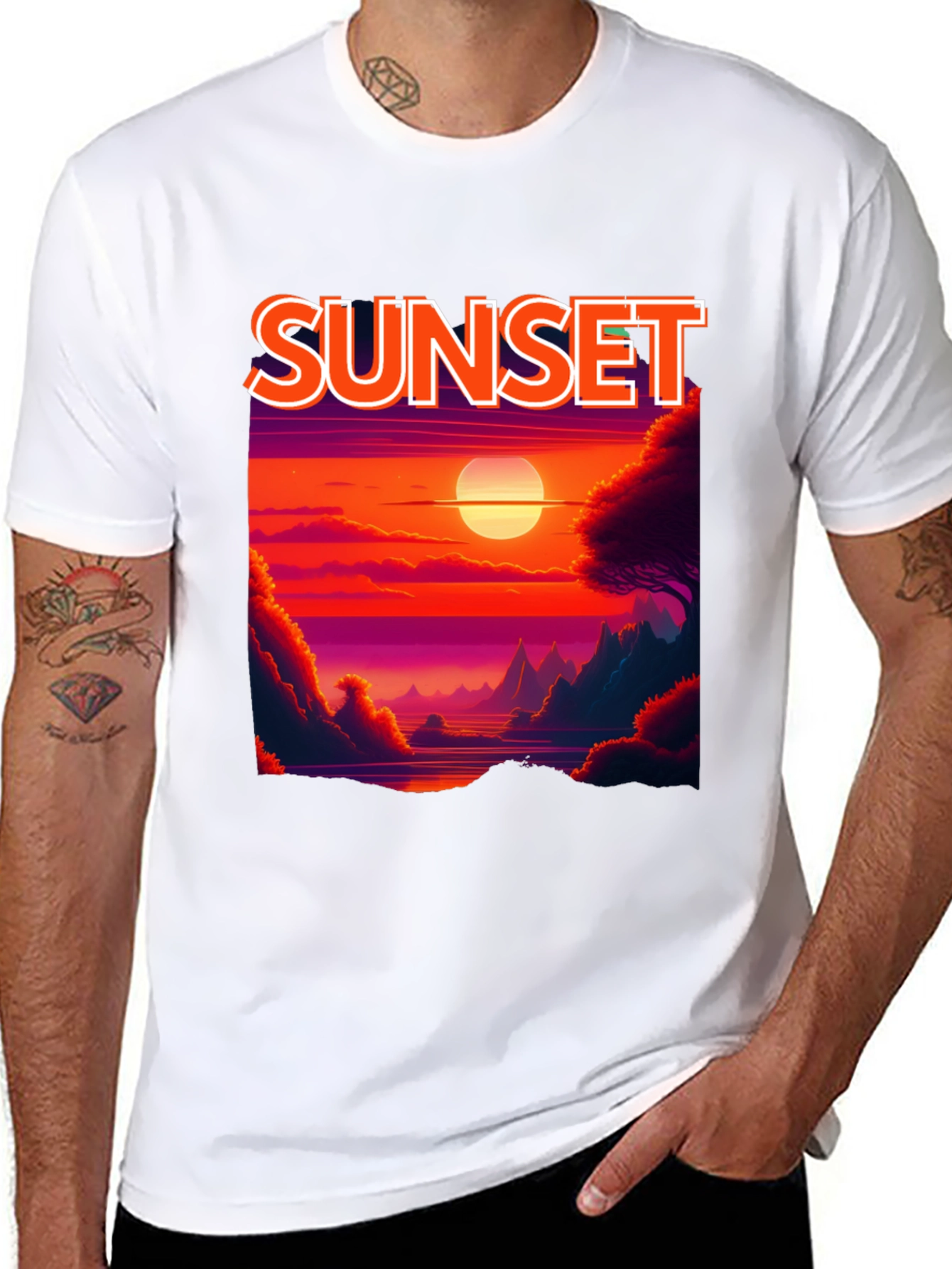 Sunset Graphic T-Shirt - Vibrant Landscape Tee