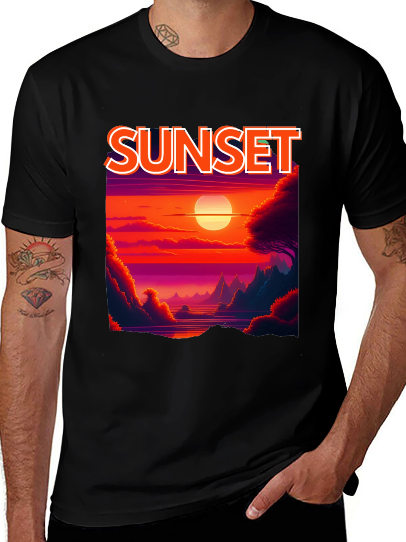Sunset Graphic T-Shirt - Vibrant Landscape Tee