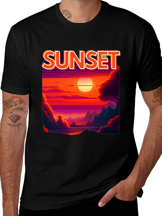 Sunset Graphic T-Shirt - Vibrant Landscape Tee