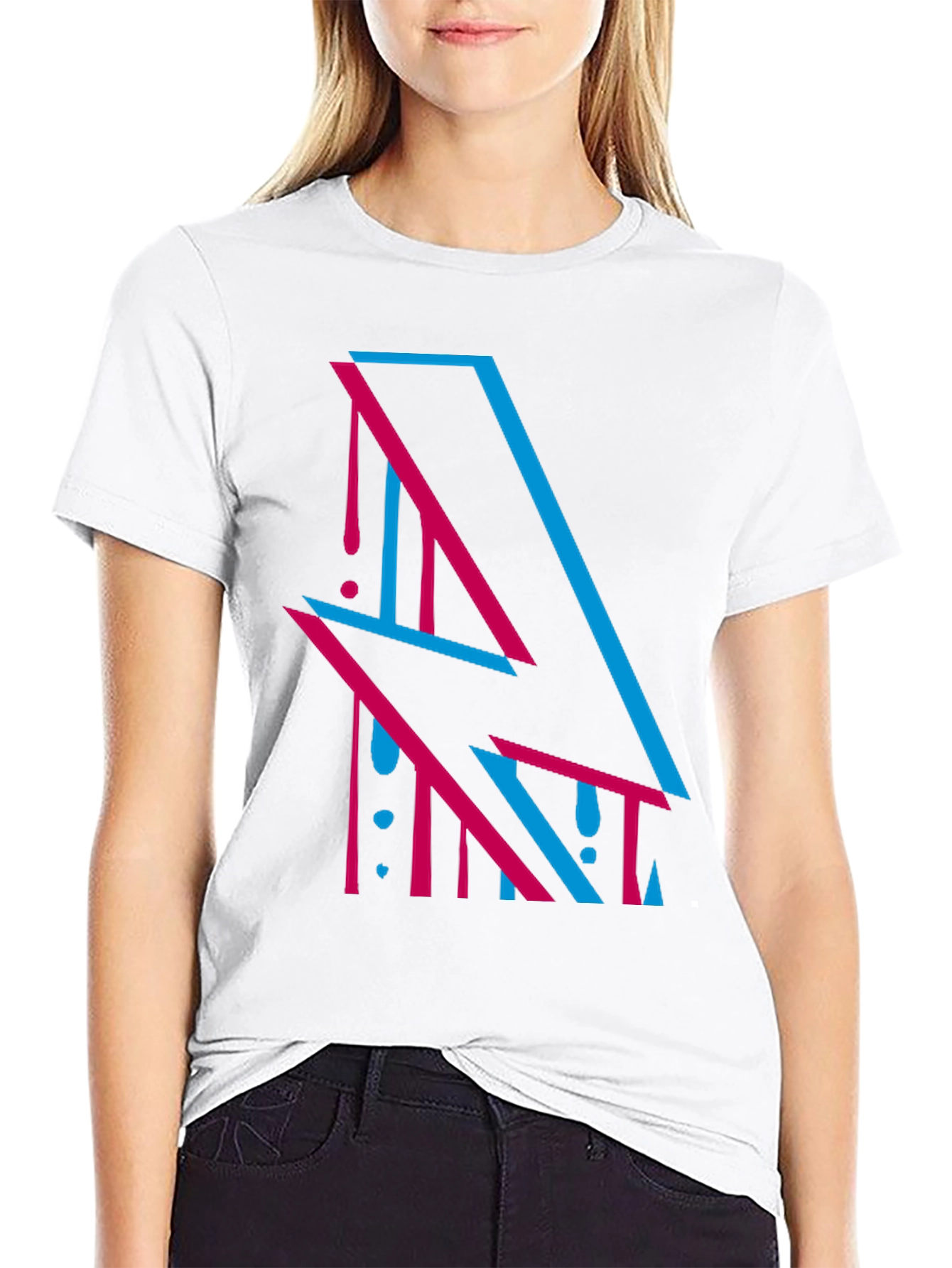 Abstract Lightning Bolt Graphic Tee - Stylish Black T-Shirt