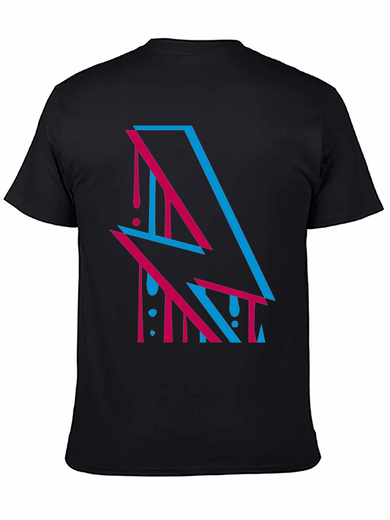 Abstract Lightning Bolt Graphic Tee - Stylish Black T-Shirt