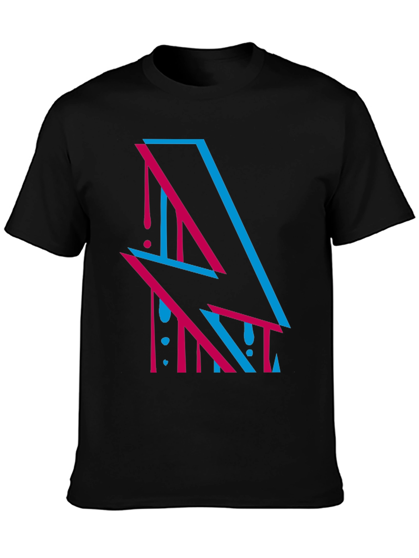 Abstract Lightning Bolt Graphic Tee - Stylish Black T-Shirt