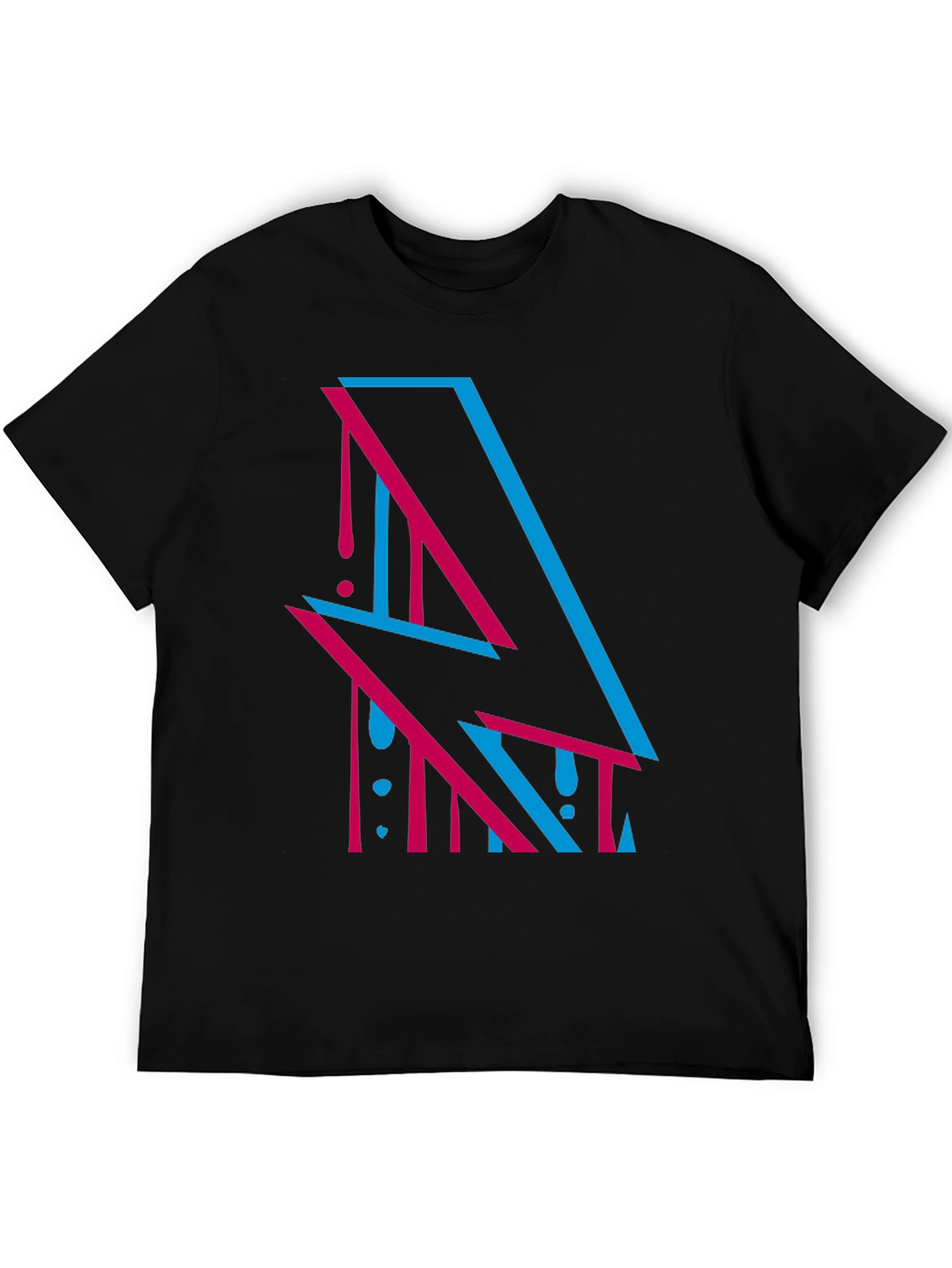 Abstract Lightning Bolt Graphic Tee - Stylish Black T-Shirt