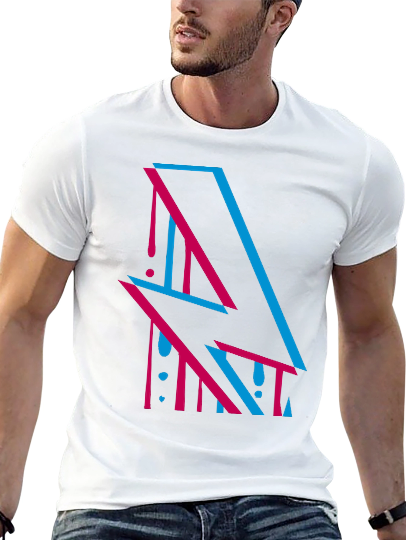 Abstract Lightning Bolt Graphic Tee - Stylish Black T-Shirt