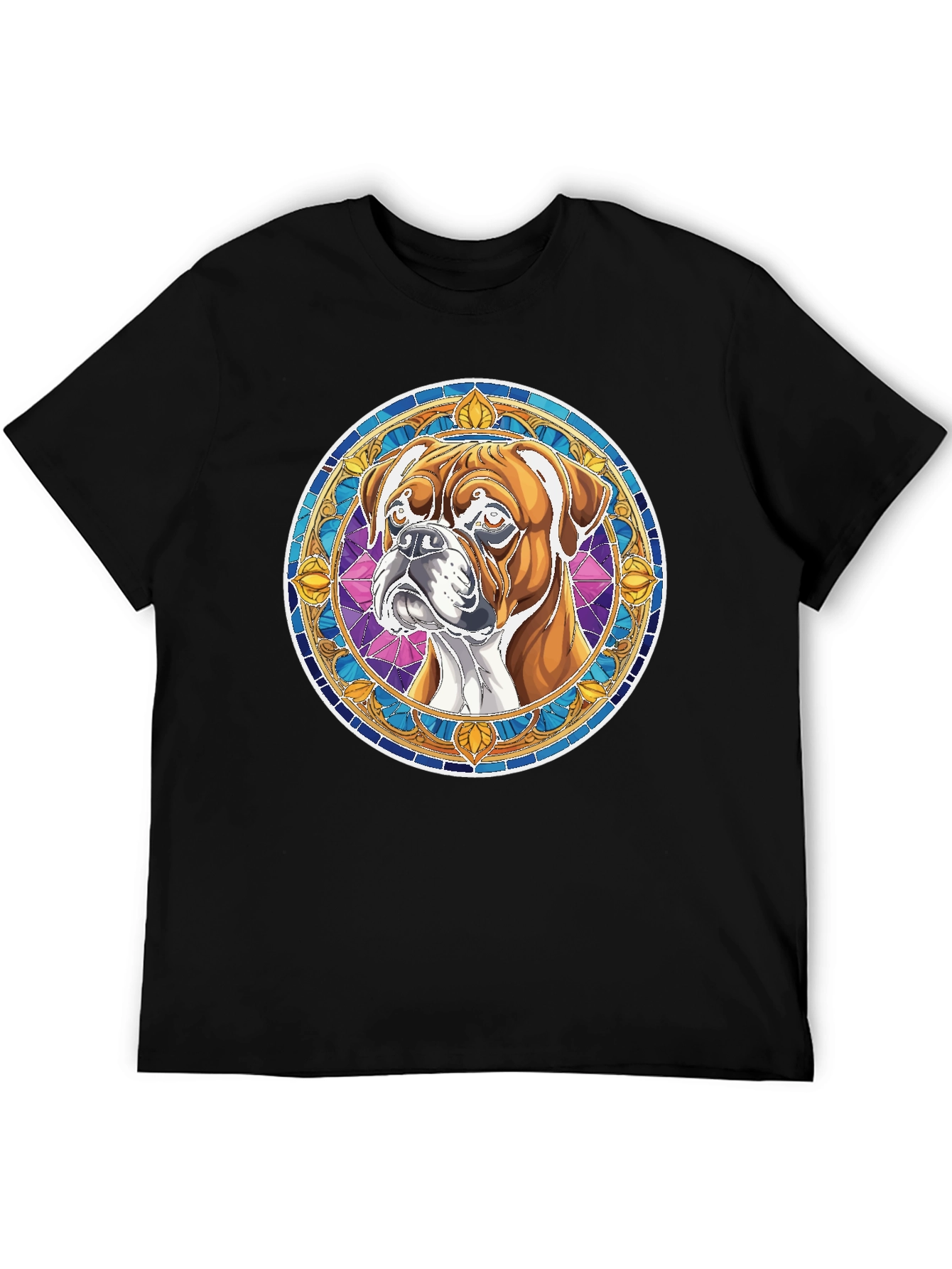 Boxer Dog Stained Glass Style Graphic Tee