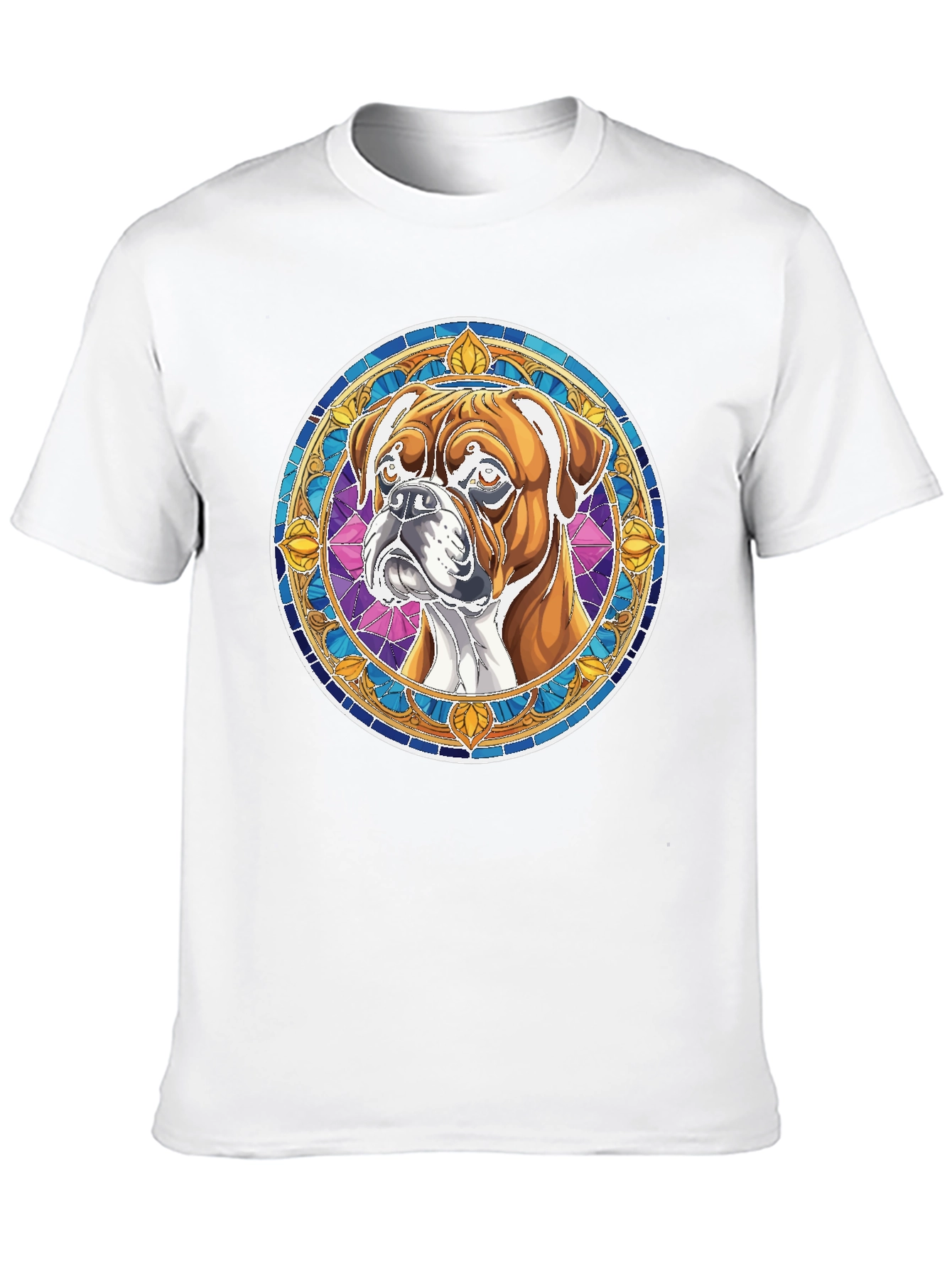 Boxer Dog Stained Glass Style Graphic Tee