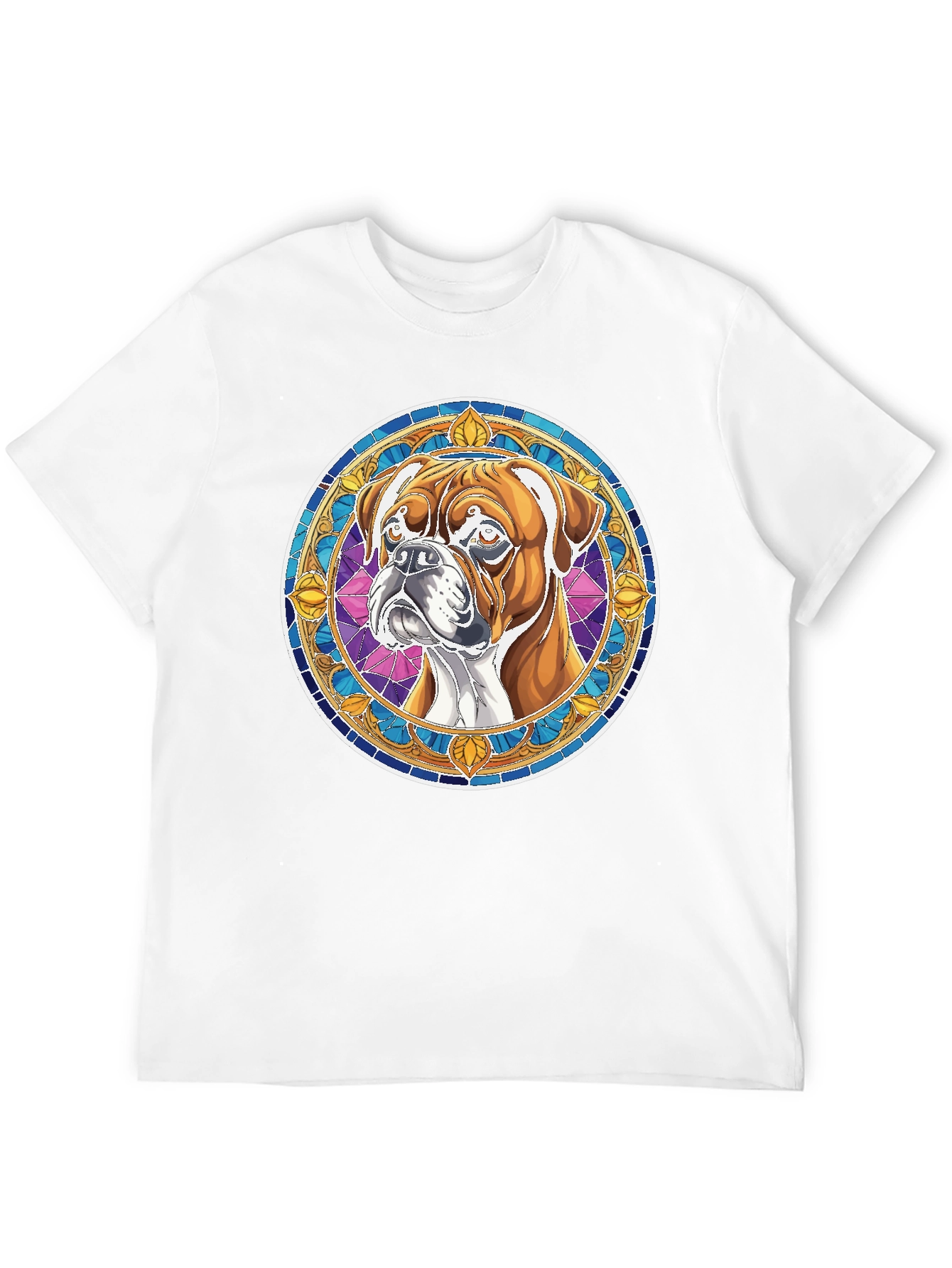Boxer Dog Stained Glass Style Graphic Tee