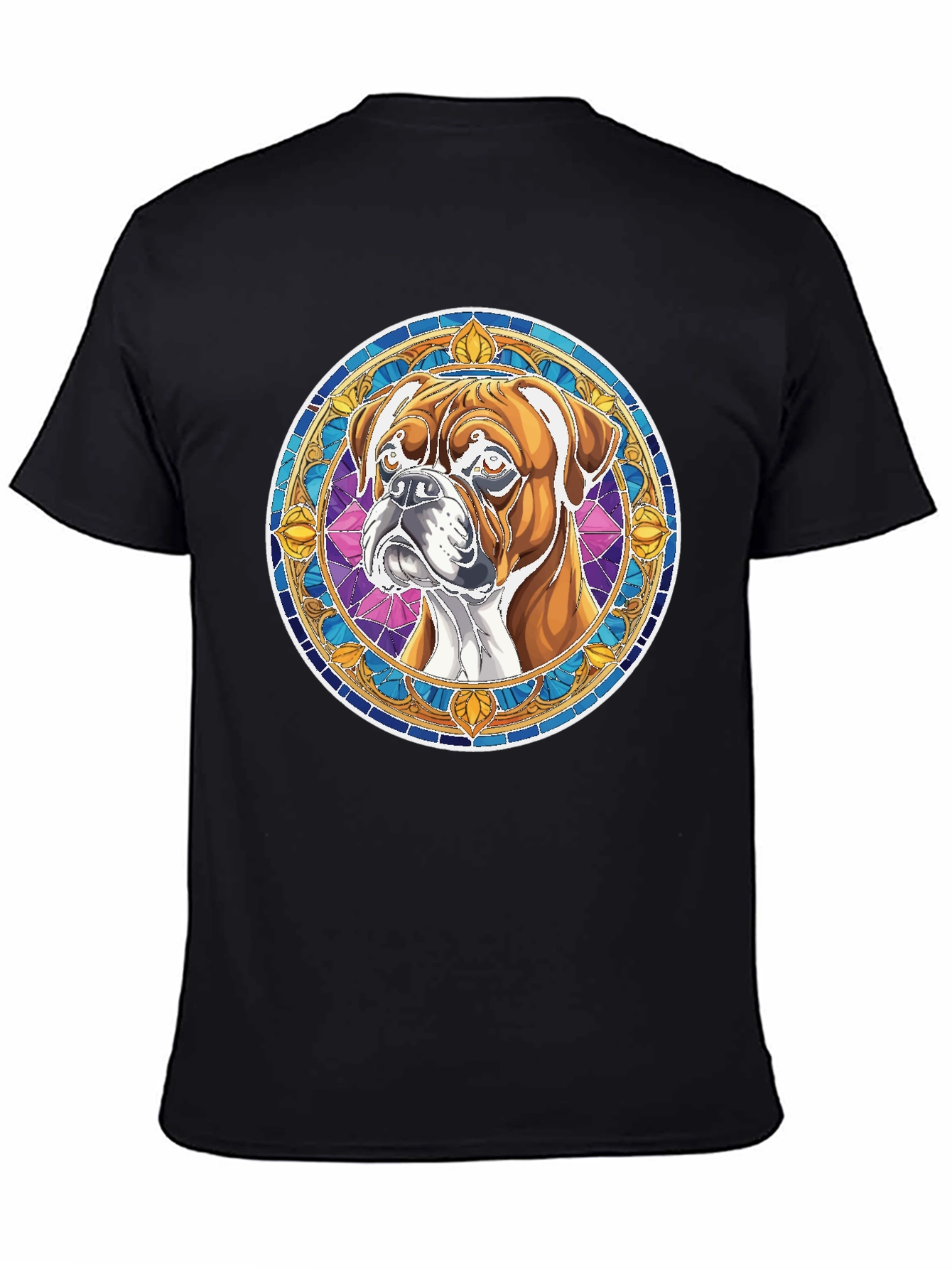 Boxer Dog Stained Glass Style Graphic Tee