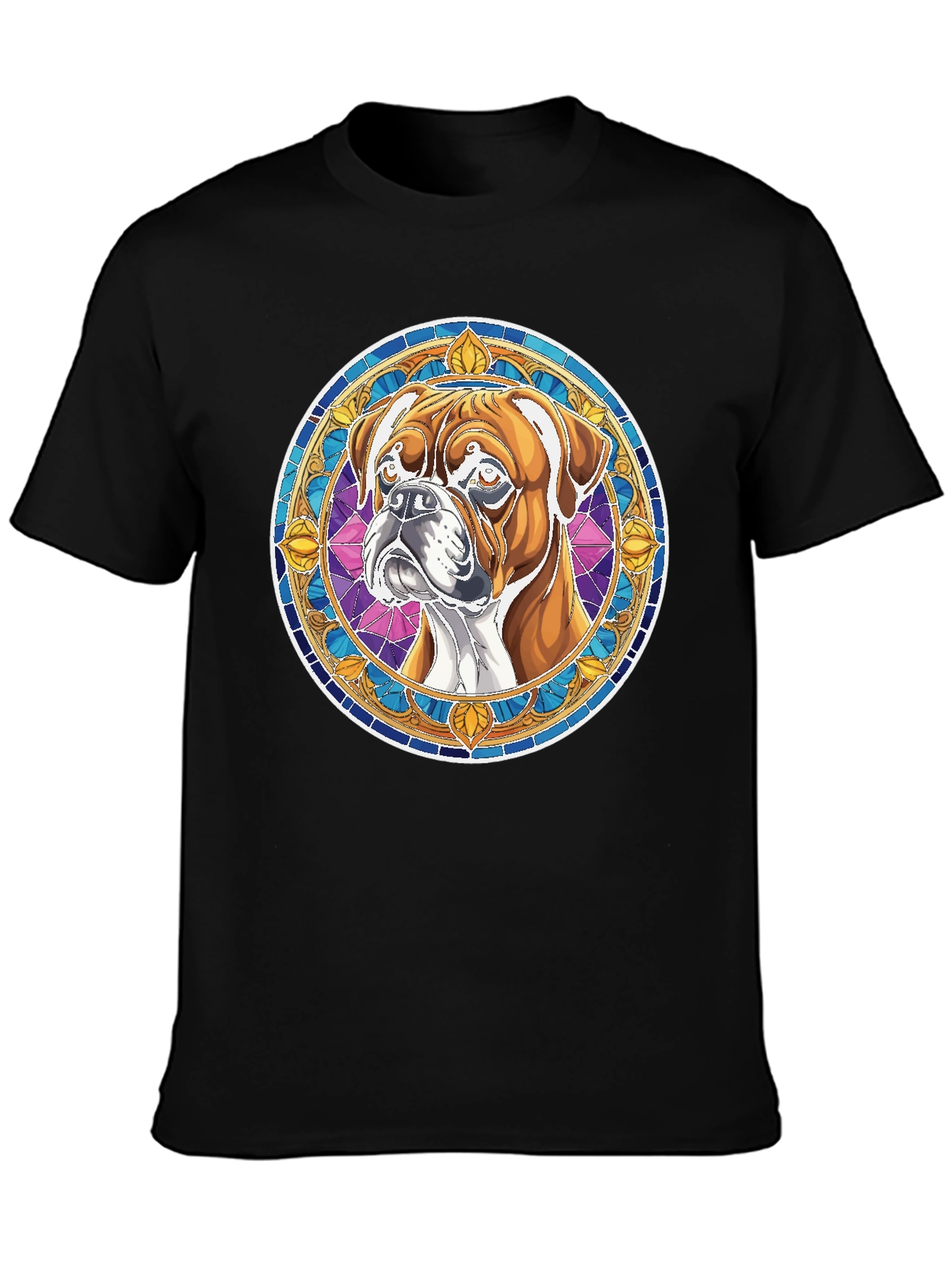 Boxer Dog Stained Glass Style Graphic Tee