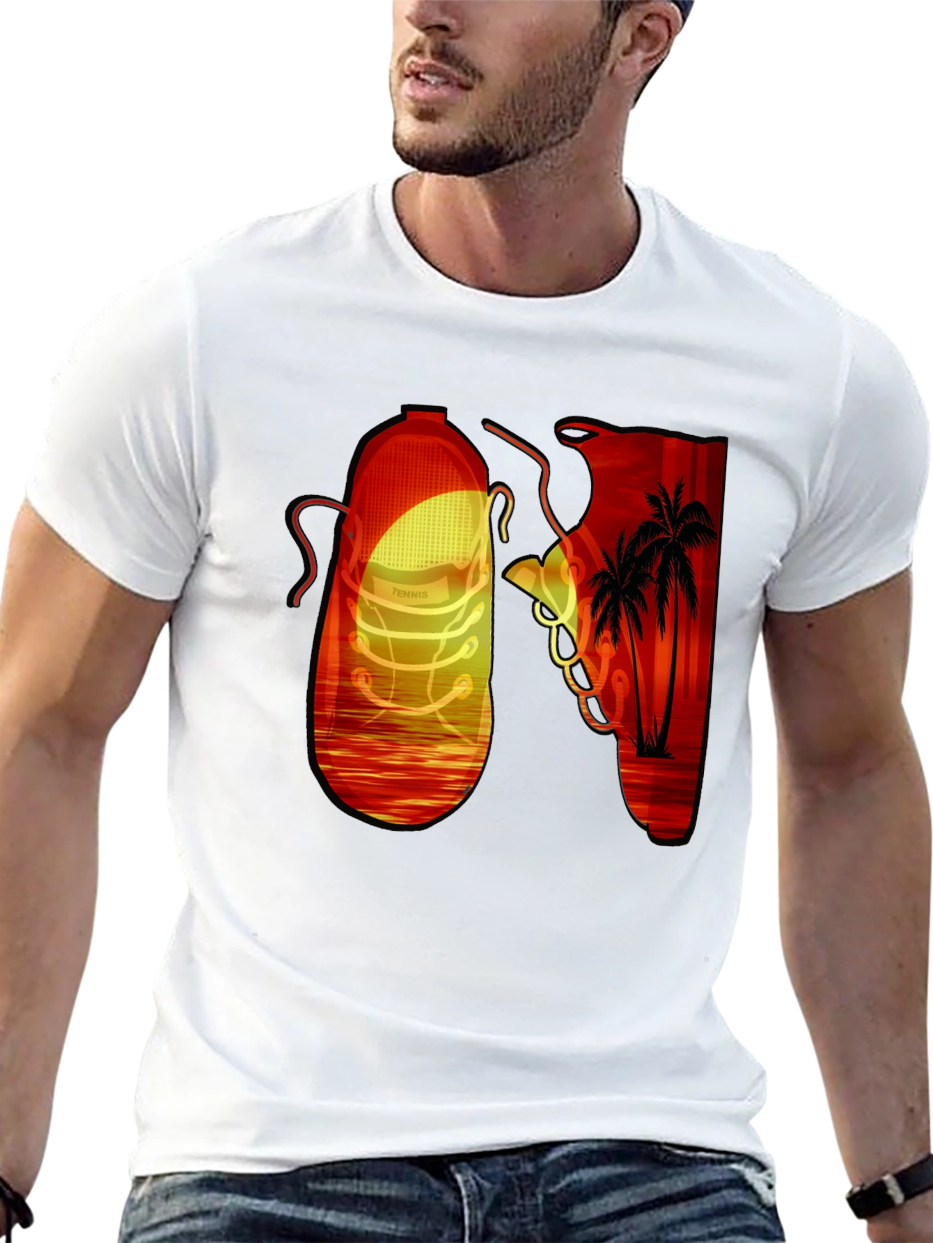 Sunset Palms Sneaker Graphic Tee