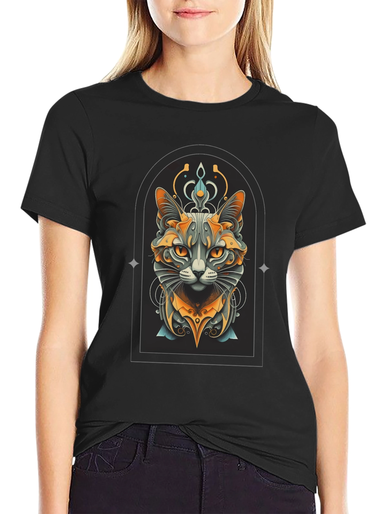 Mystic Cat Graphic Tee - Unisex Black T-Shirt