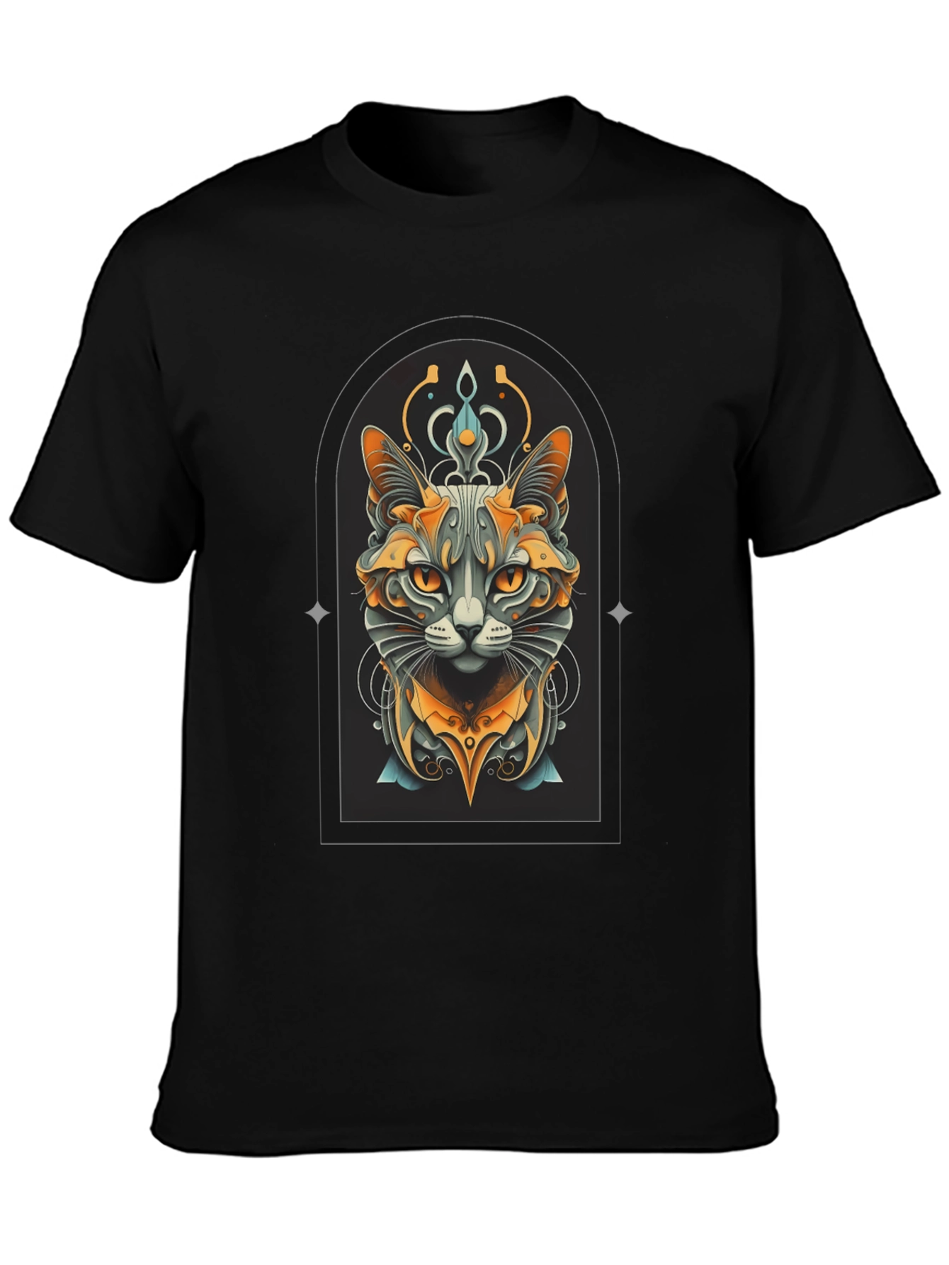 Mystic Cat Graphic Tee - Unisex Black T-Shirt