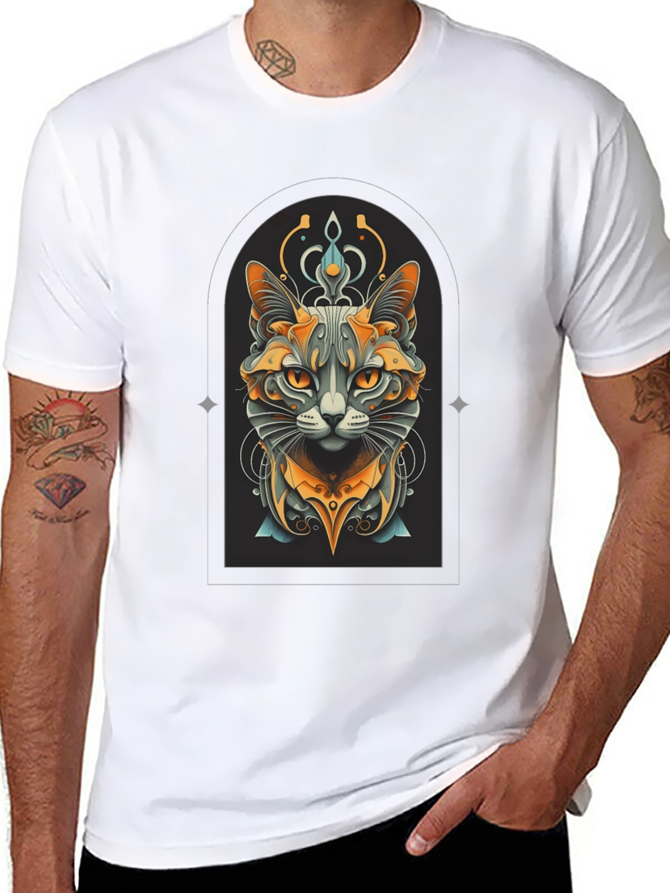 Mystic Cat Graphic Tee - Unisex Black T-Shirt