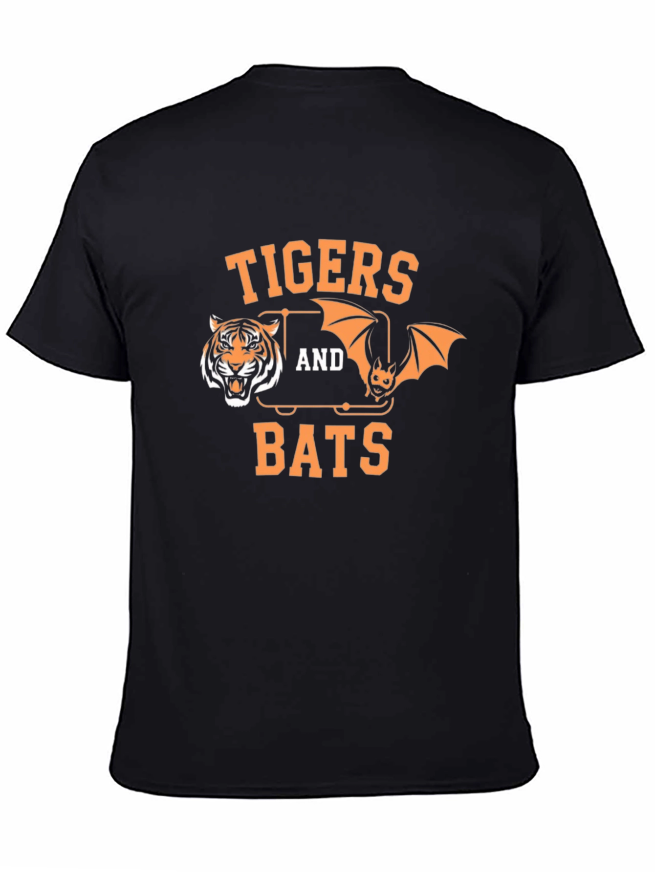 Tigers and Bats Graphic Print Black T-Shirt