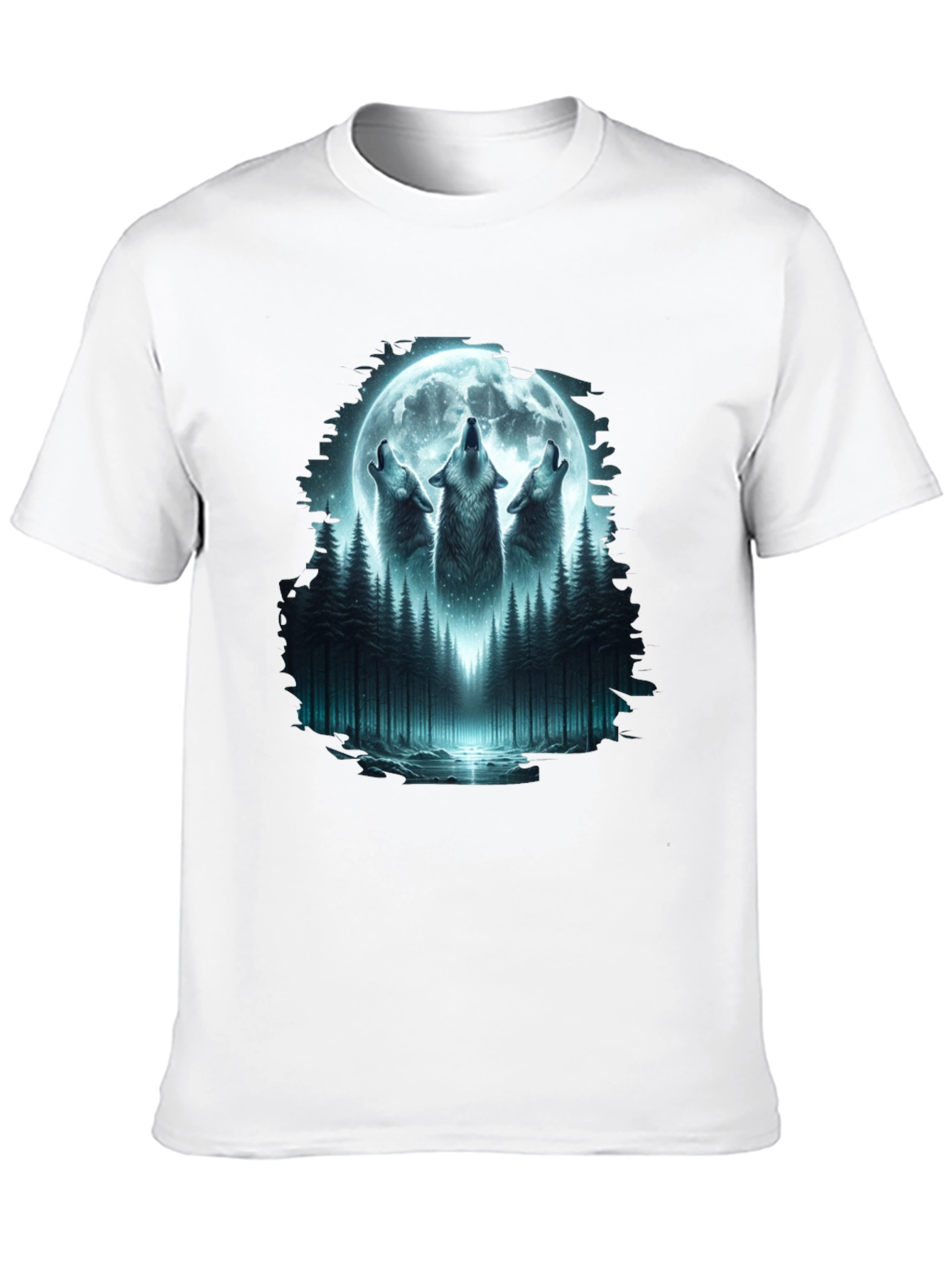 Howling Wolves Moon Graphic Tee - Black