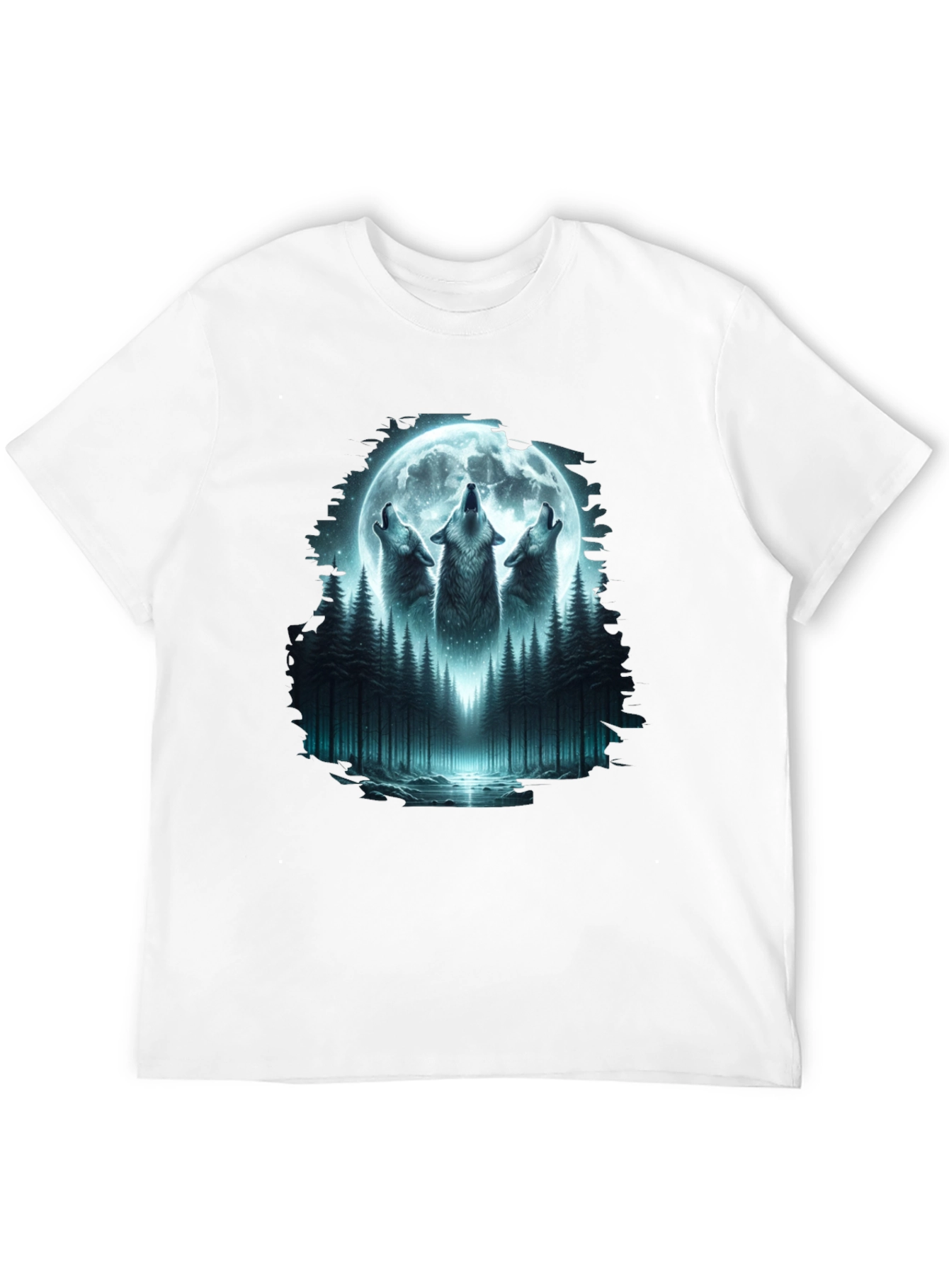 Howling Wolves Moon Graphic Tee - Black