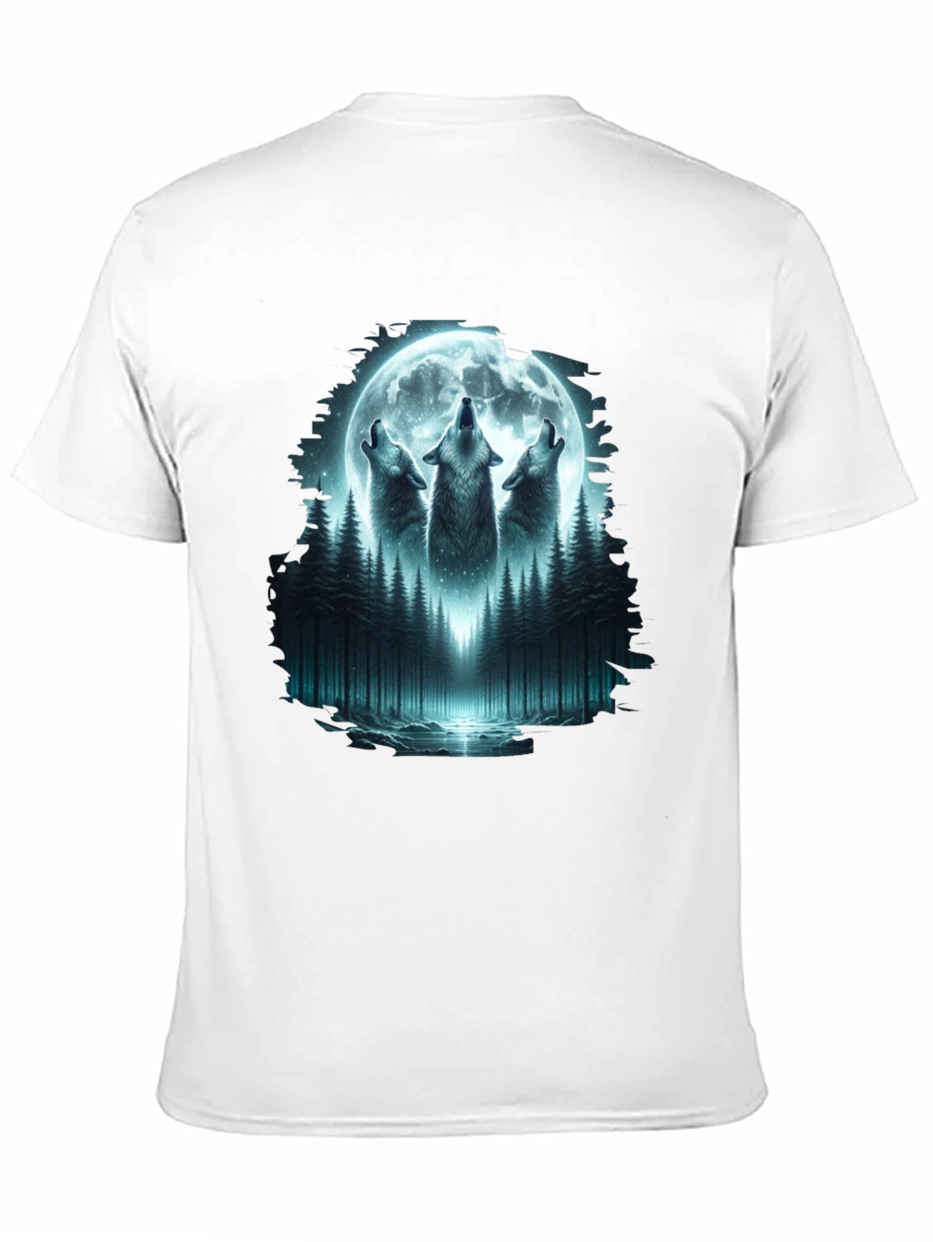 Howling Wolves Moon Graphic Tee - Black