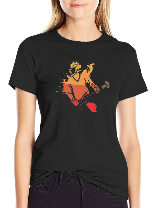 Lacrosse Player Black Graphic Tee