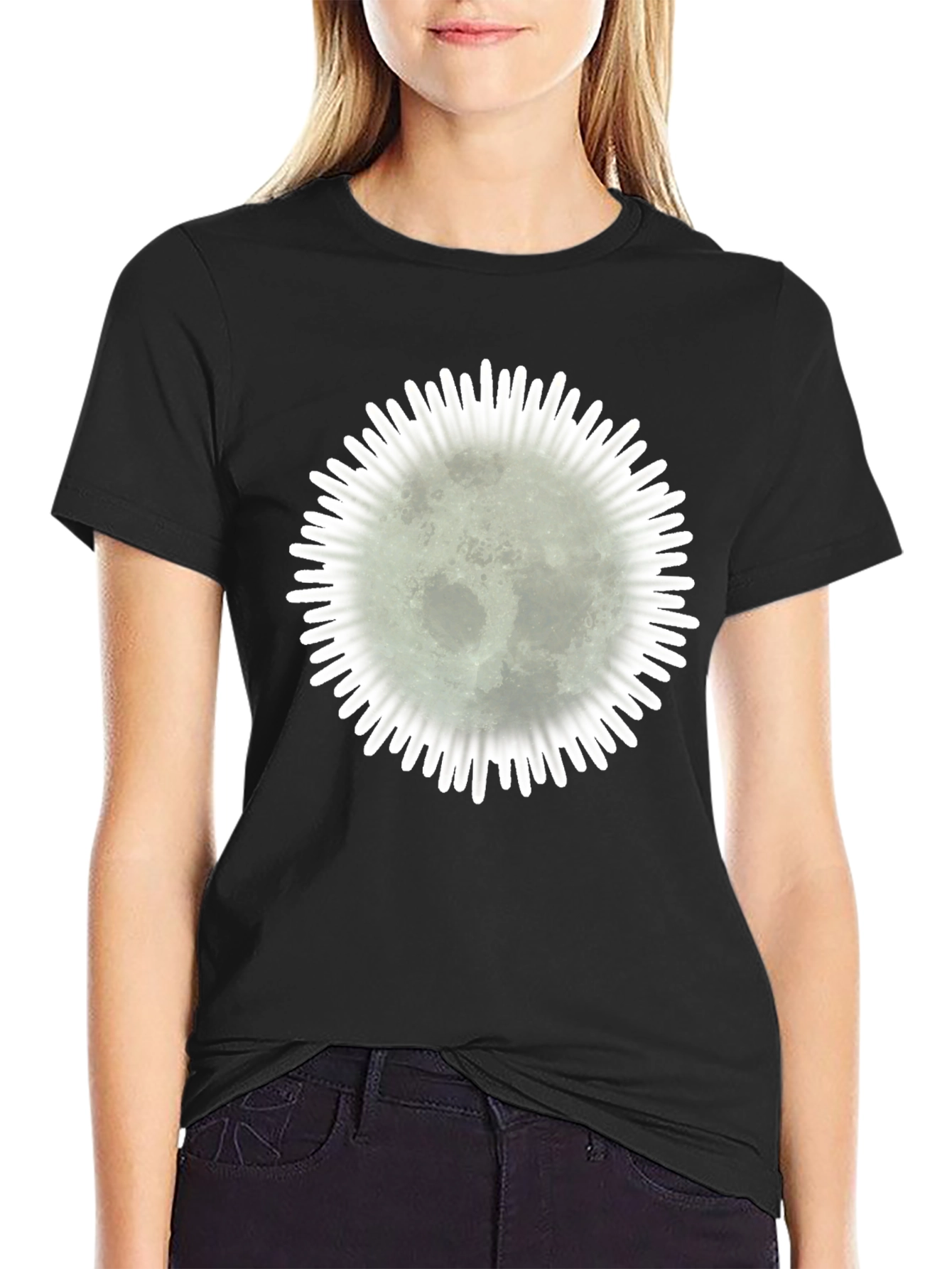 Moonburst Graphic Tee - Stylish Black Cotton T-Shirt