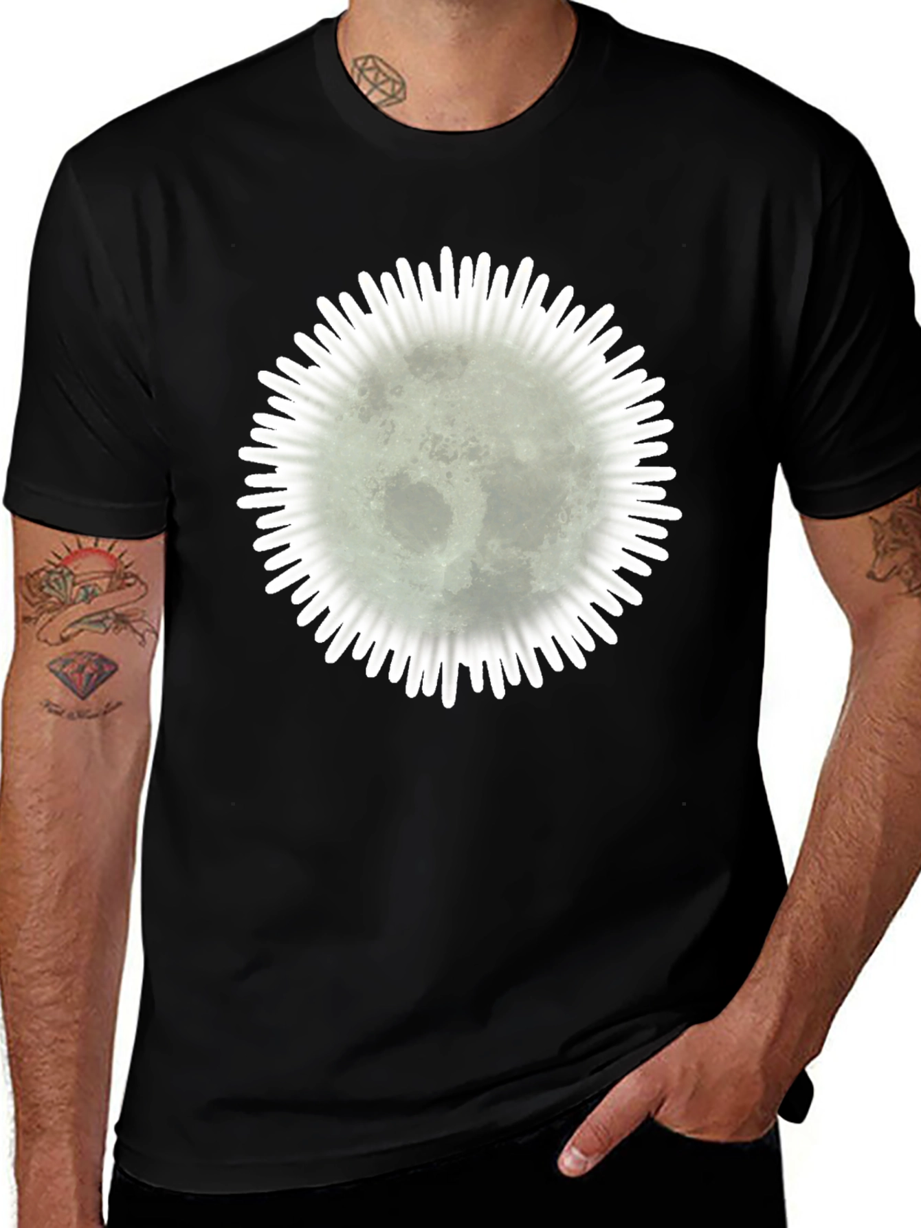 Moonburst Graphic Tee - Stylish Black Cotton T-Shirt