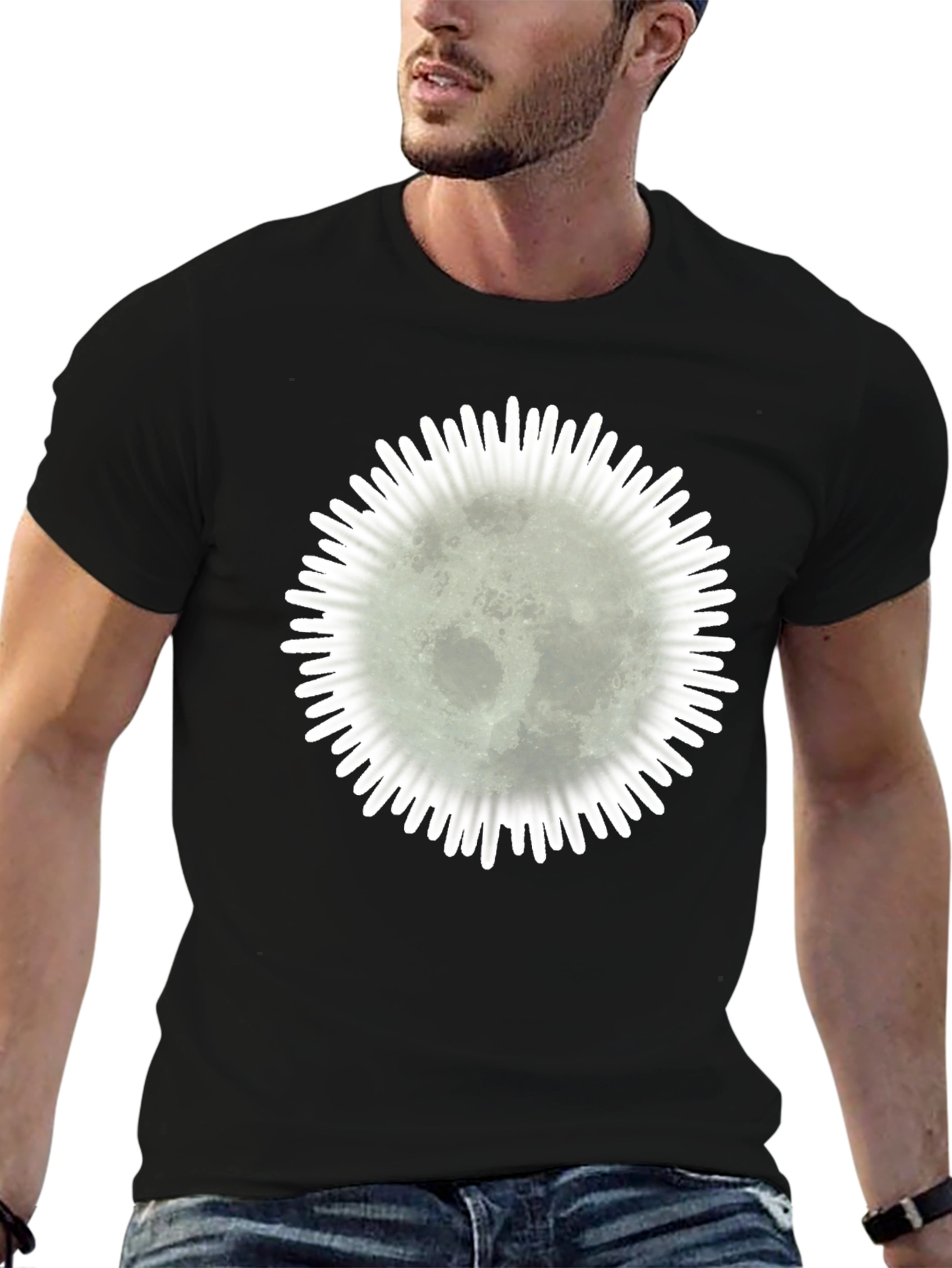 Moonburst Graphic Tee - Stylish Black Cotton T-Shirt