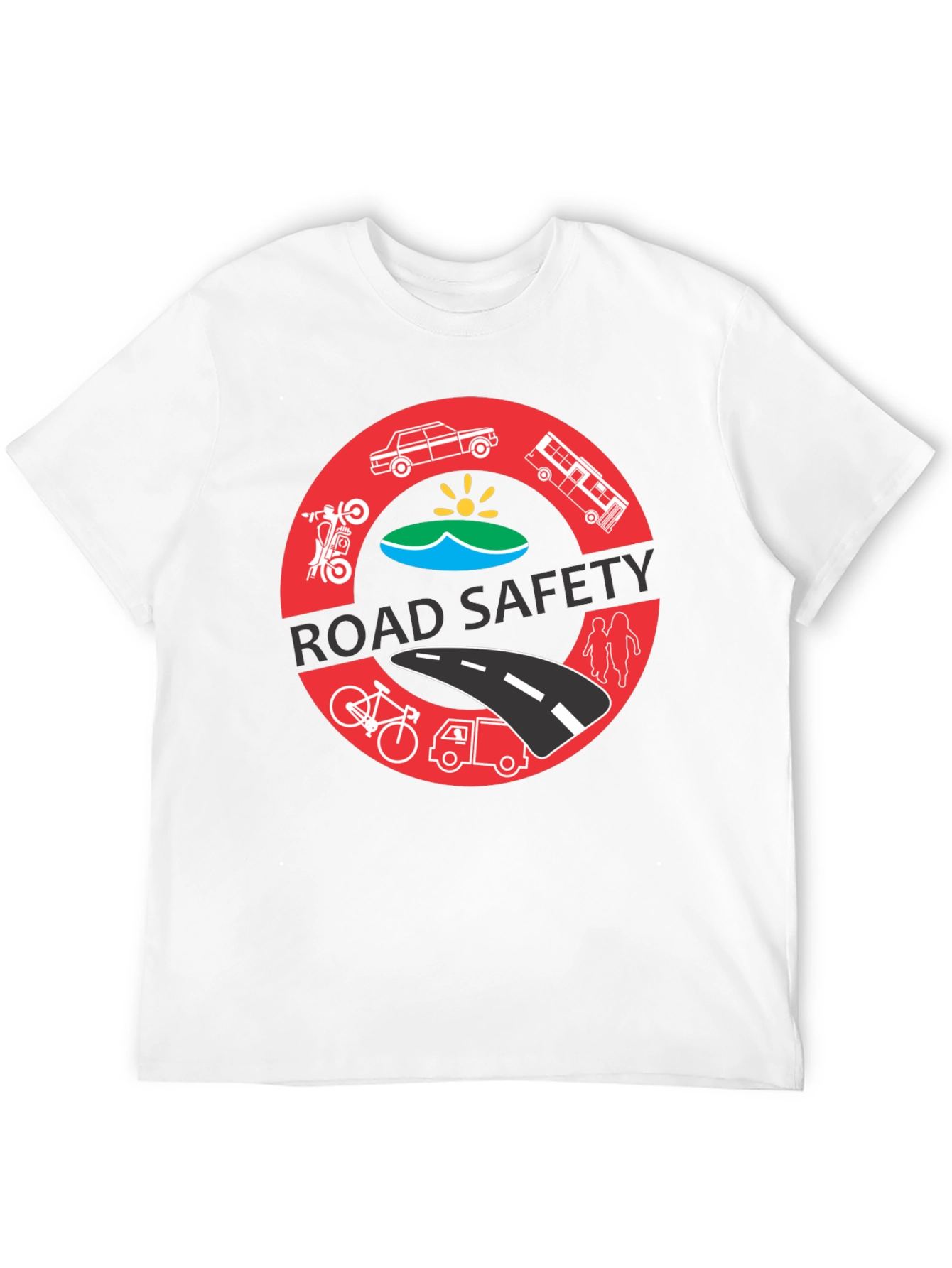 Road Safety Graphic Tee - Black Cotton T-Shirt