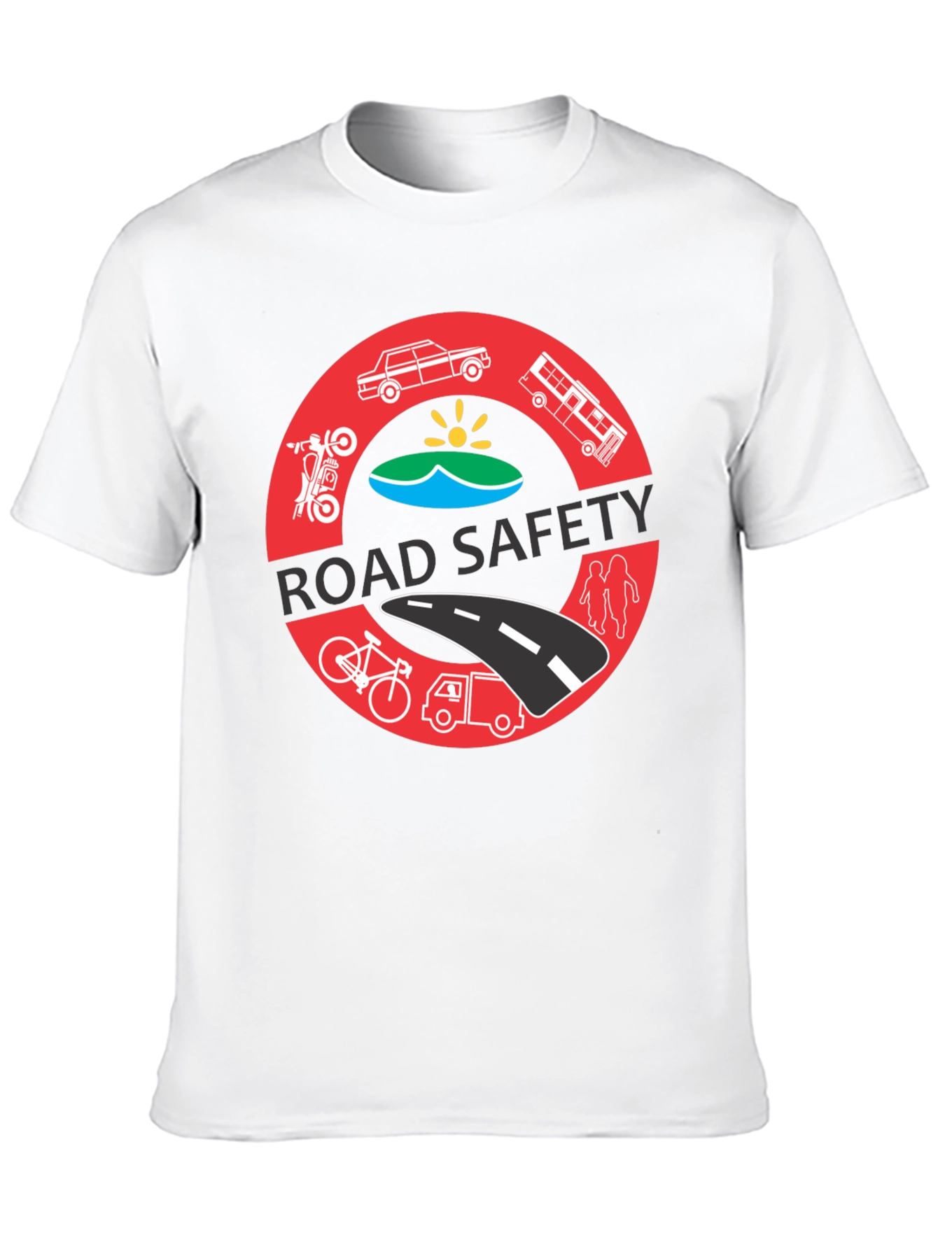 Road Safety Graphic Tee - Black Cotton T-Shirt