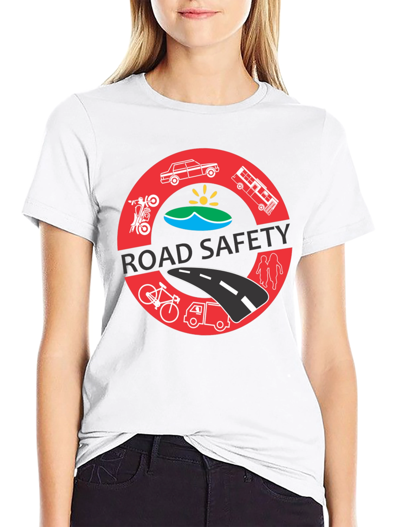 Road Safety Graphic Tee - Black Cotton T-Shirt