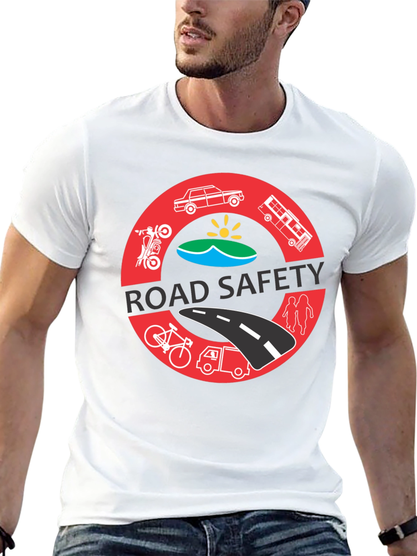 Road Safety Graphic Tee - Black Cotton T-Shirt