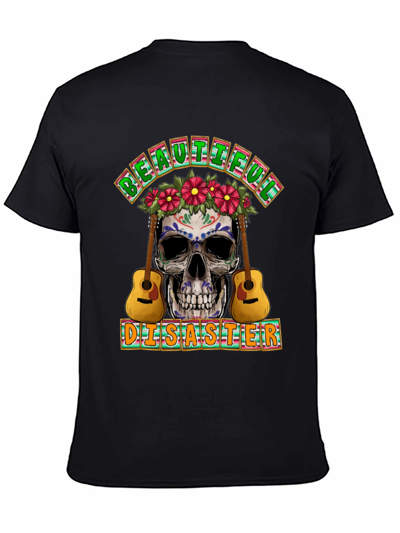 Beautiful Disaster Sugar Skull Guitar T-Shirt