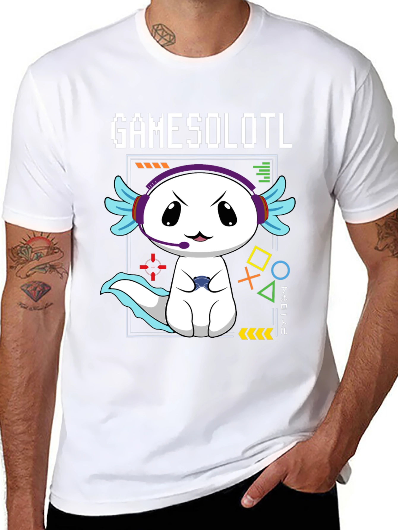 Gamer Axolotl T-Shirt - Gamesolotl Funny Cute Kawaii Tee