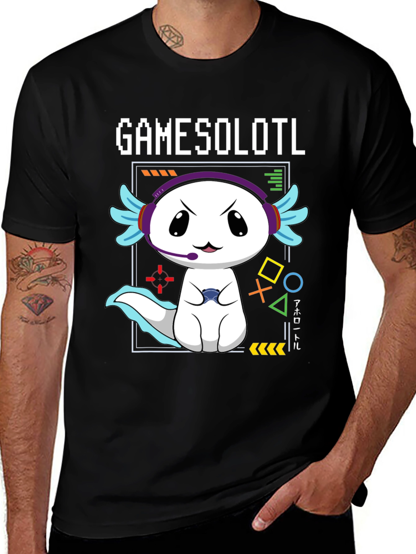 Gamer Axolotl T-Shirt - Gamesolotl Funny Cute Kawaii Tee