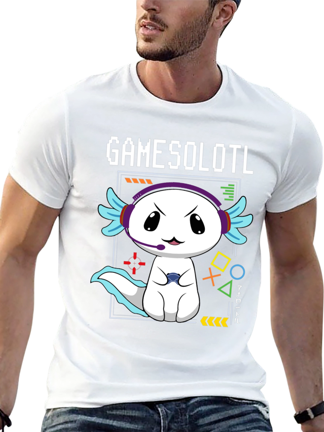Gamer Axolotl T-Shirt - Gamesolotl Funny Cute Kawaii Tee