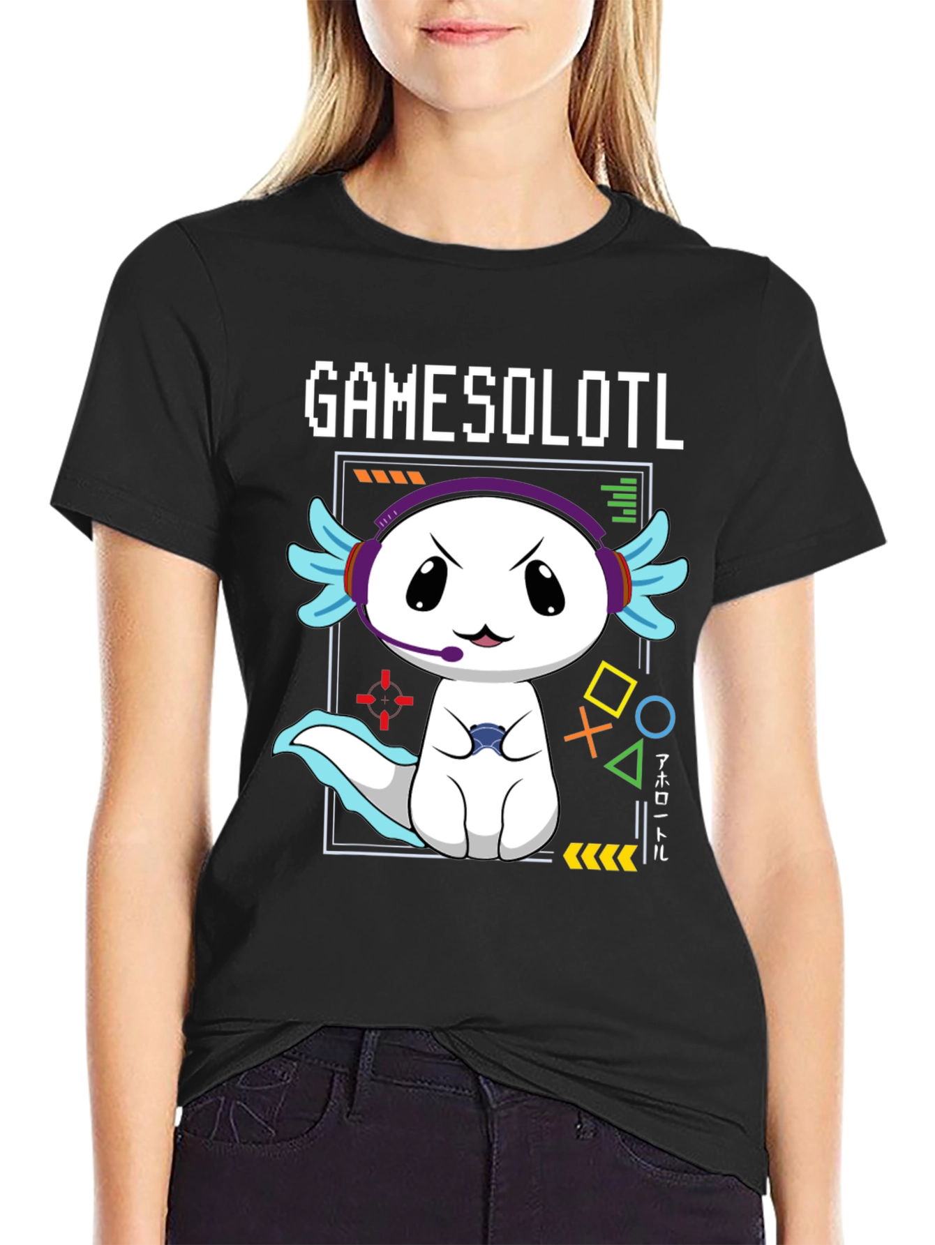 Gamer Axolotl T-Shirt - Gamesolotl Funny Cute Kawaii Tee