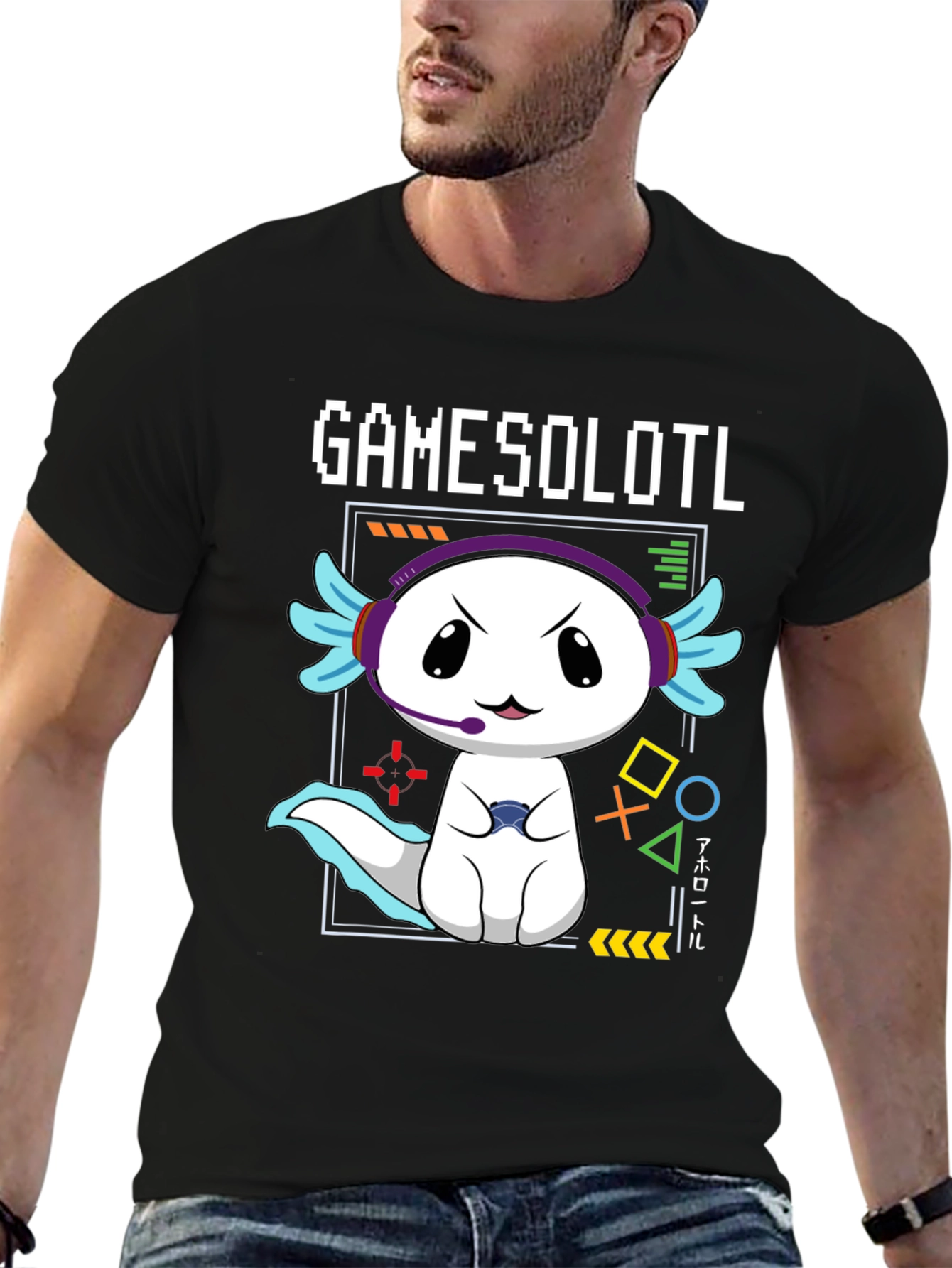 Gamer Axolotl T-Shirt - Gamesolotl Funny Cute Kawaii Tee